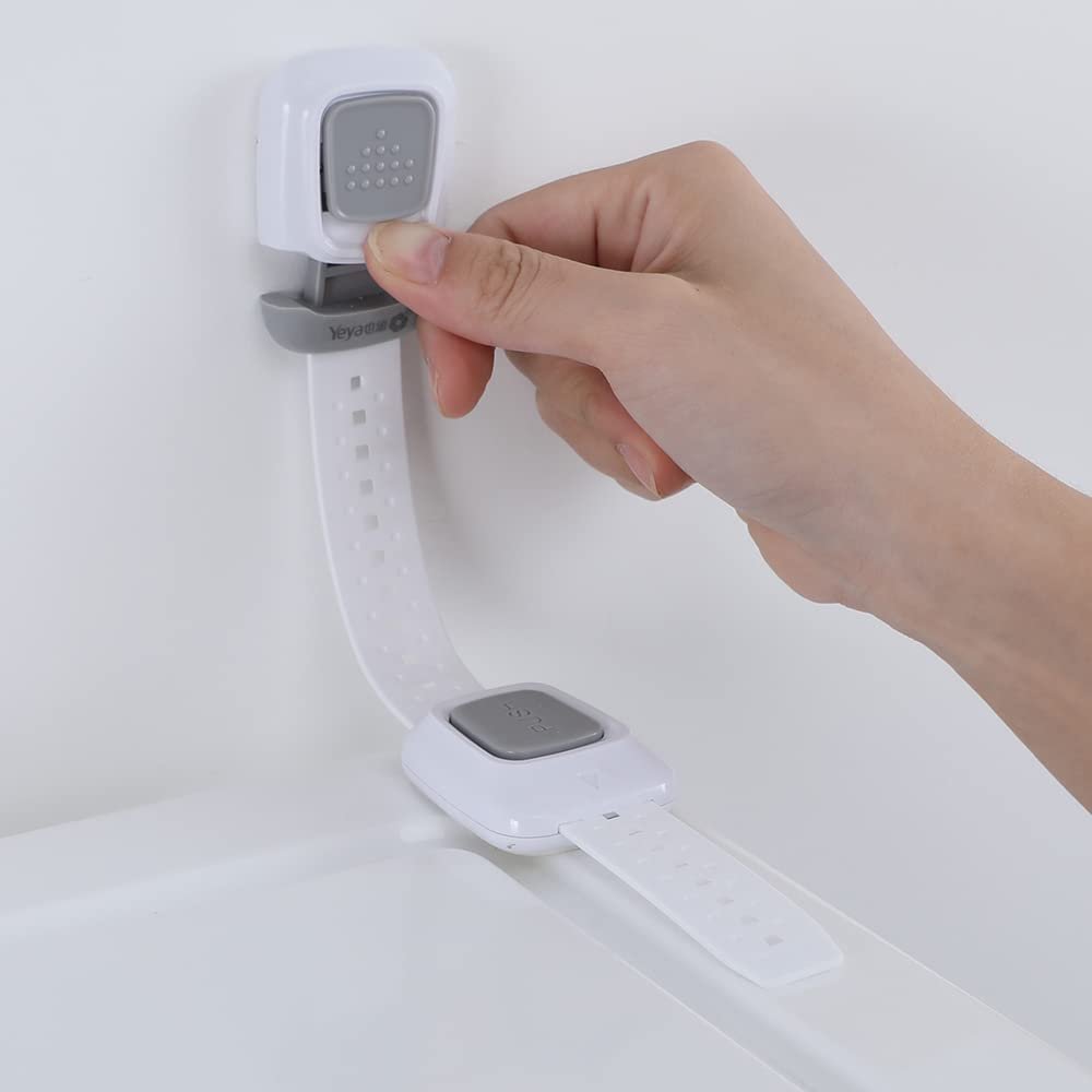 YEYA Upgraded No Drill Furniture Wall Anchor for Baby Proofing, Child Safety Cabinet Strap Locks 4 Pack White…