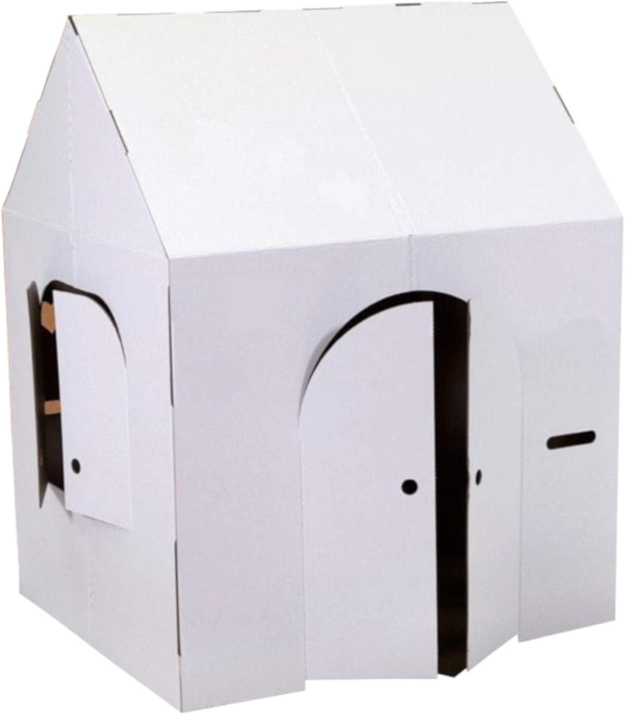 Easy Playhouse Blank Crafty Cottage – Kids Art and Craft for Indoor Fun, Color, Draw, Doodle on this Blank Canvas – Decorate and Personalize a Cardboard Fort, 32″ x 26.5″ x 40.5″ – Made in USA, Age 3+