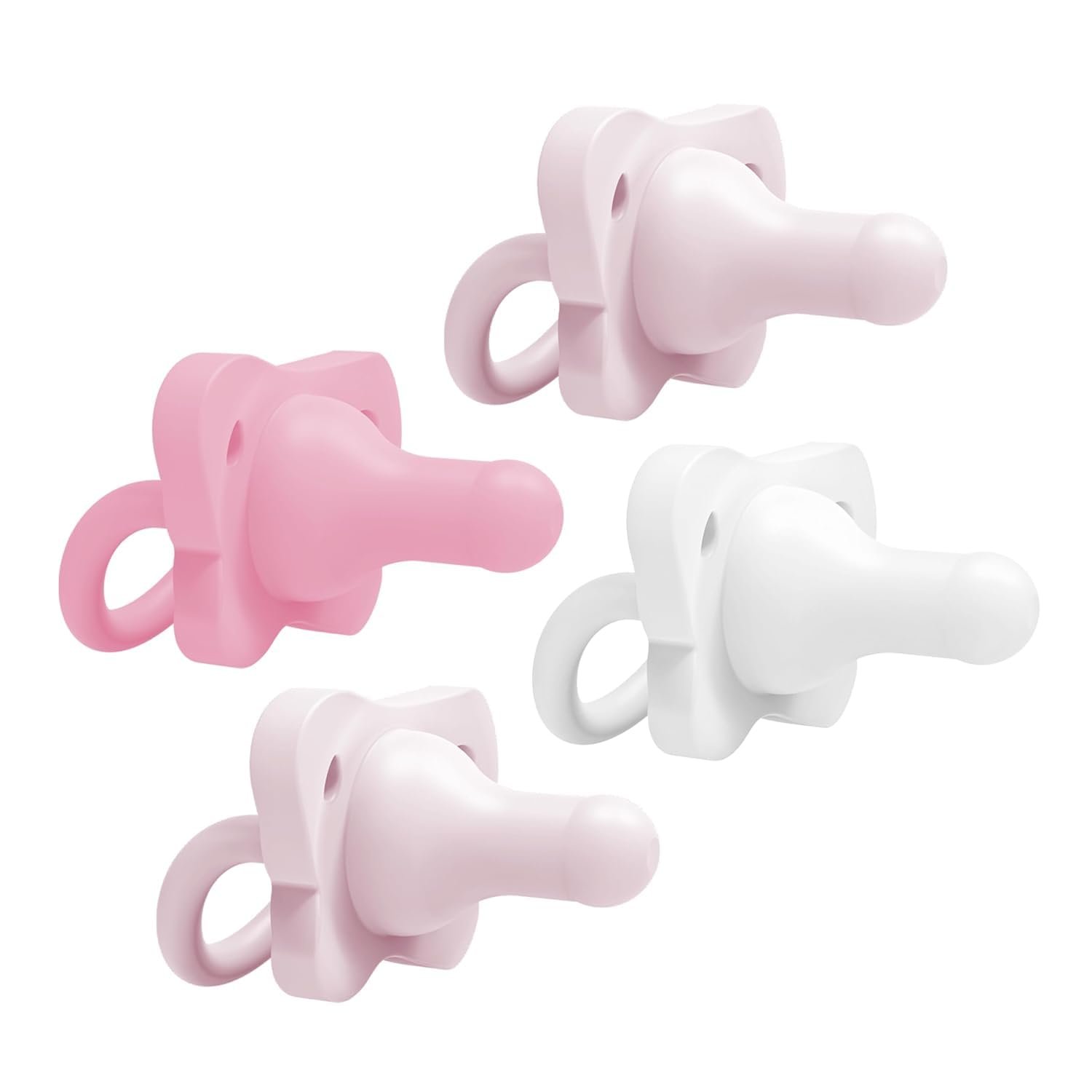 Dr. Brown’s HappyPaci 100% Silicone Baby Pacifier, Contoured One-Piece Design, Light Pink/Pink/White, 0-6m, BPA-Free, 4-Pack