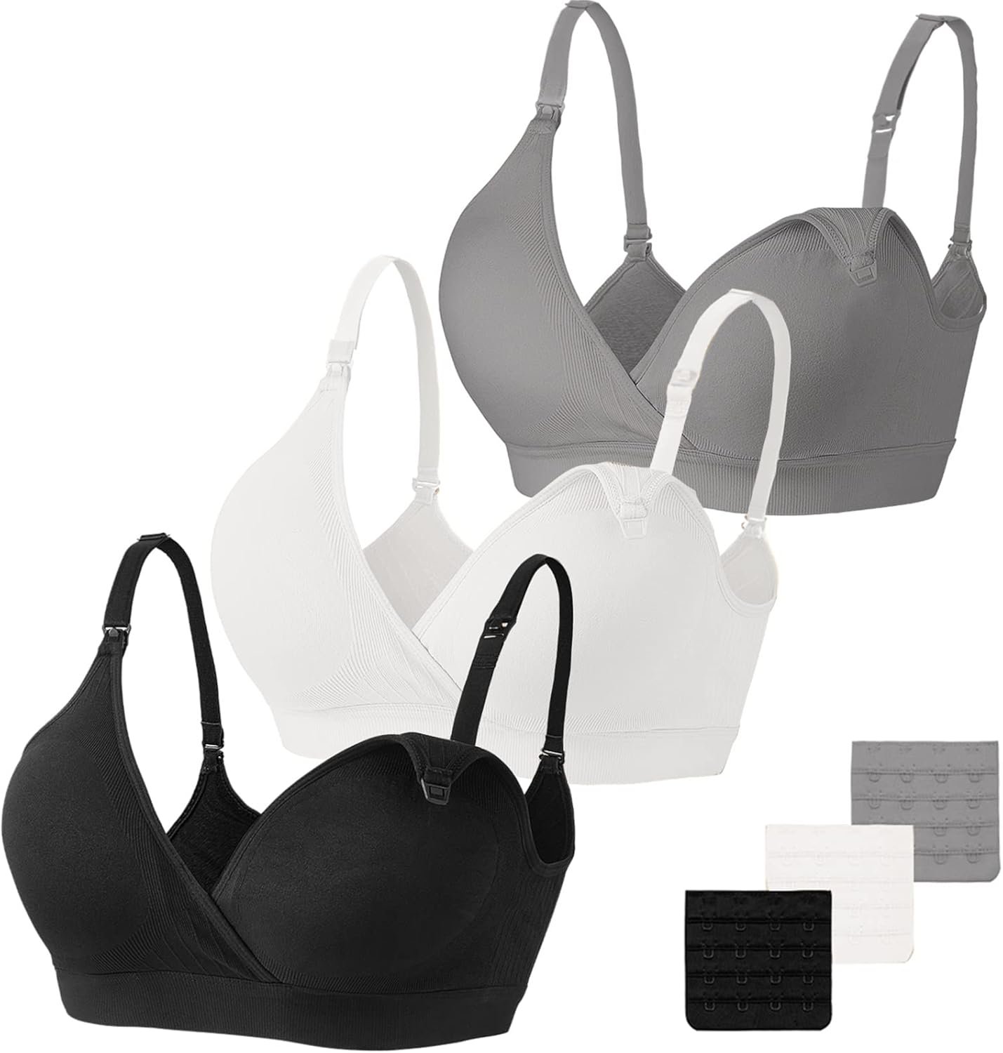 Vinfact 3 Pack Nursing Bras for Breastfeeding Seamless V Neck Maternity Bra Women Pregnancy Breastfeeding Bra