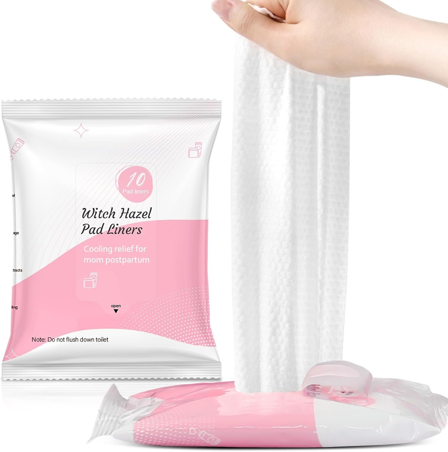 UHdod Perineal Witch Hazel Cooling Pads Liners 2 Packs, Full-Length Witch Hazel Pads Liners for Postpartum Care, Postpartum Essentials | Provides Cooling Comfort for Perineal Area – 24 Counts