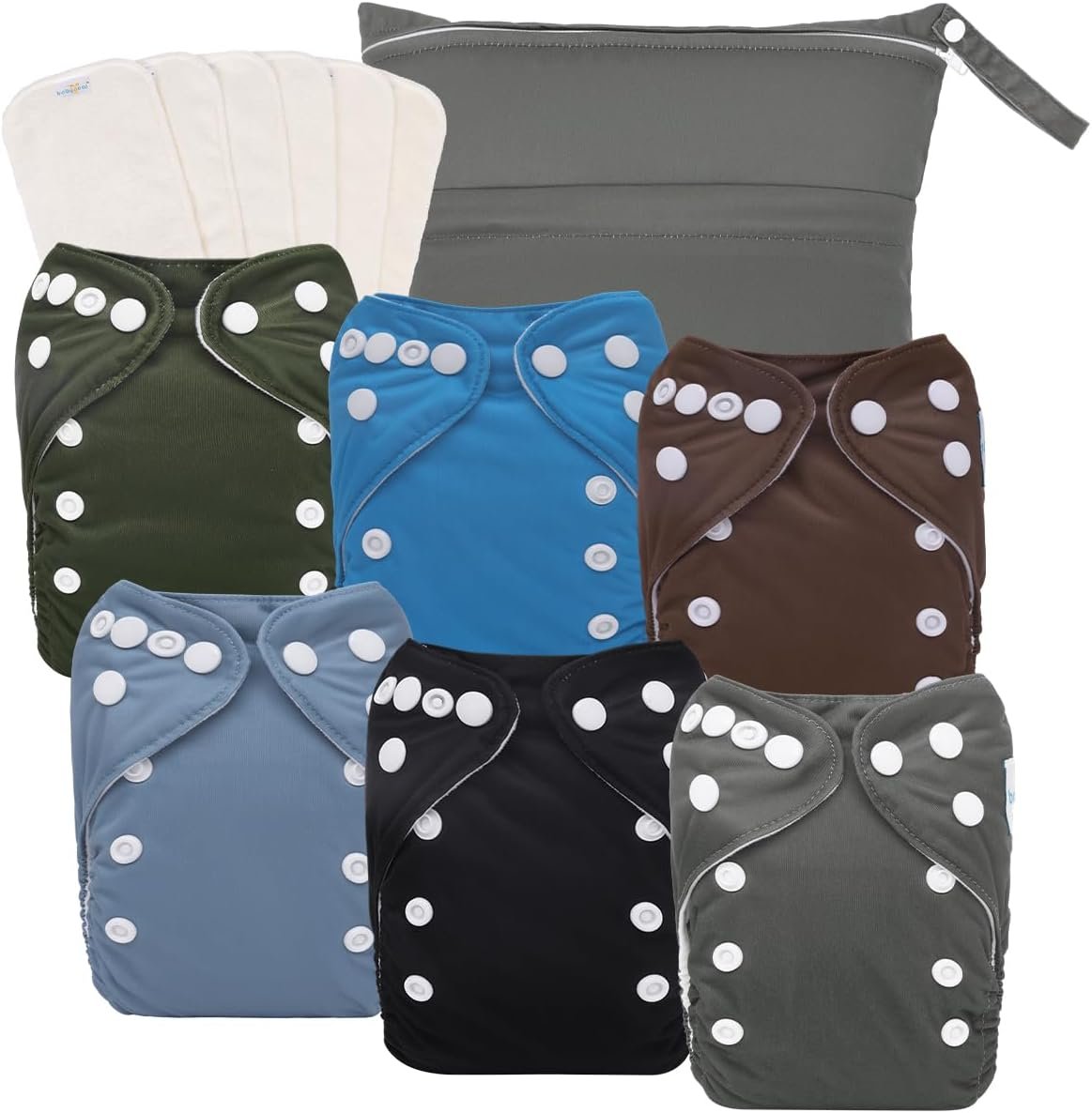 babygoal Newborn Cloth Diapers Pack of 13 for 5-12lbs Preemie Girl, Cloth Diaper Covers 6 Pack with 6pcs Inserts and Wet Bag, Reusable Washable & Waterproof