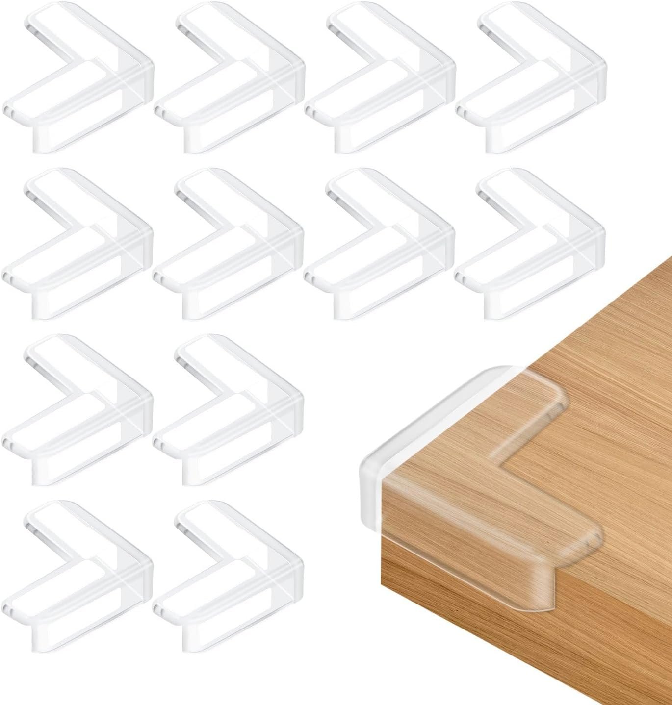 12 Pack Table Corner Protectors Clear Furniture Corner and Edge Guards Proofing Corner Protector Safety Bumpers to Cover Sharp Furniture & Table Edges Transparent Proof Corners L Shape Safety Covers
