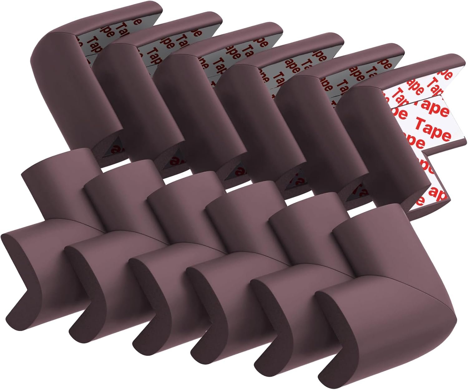12 Pack Soft Corner Protector Baby Proofing Edge and Corner Guards, Table Corner Protectors for Furniture, Safety Pre-Taped Rubber Corner Covers for Fireplace, Stair, Cabinet (Brown)