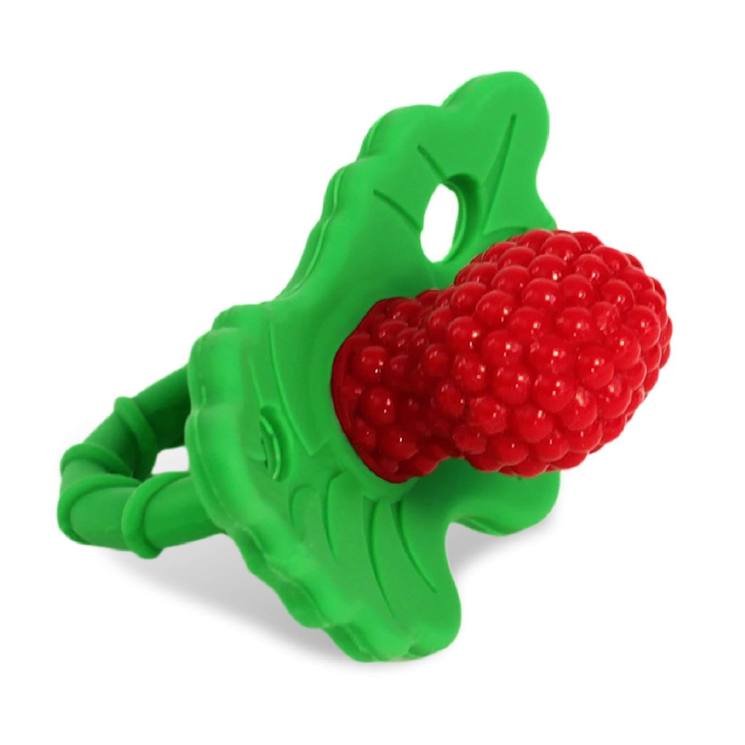 RaZbaby RaZberry Silicone Baby Teether Toy – Berrybumps Soothe Babies Sore Gums – Infant Teething Toy – Hands Free Design – BPA Free – Easy-to-Hold Design – Teething Relief Pacifier – Fruit Shape/Red
