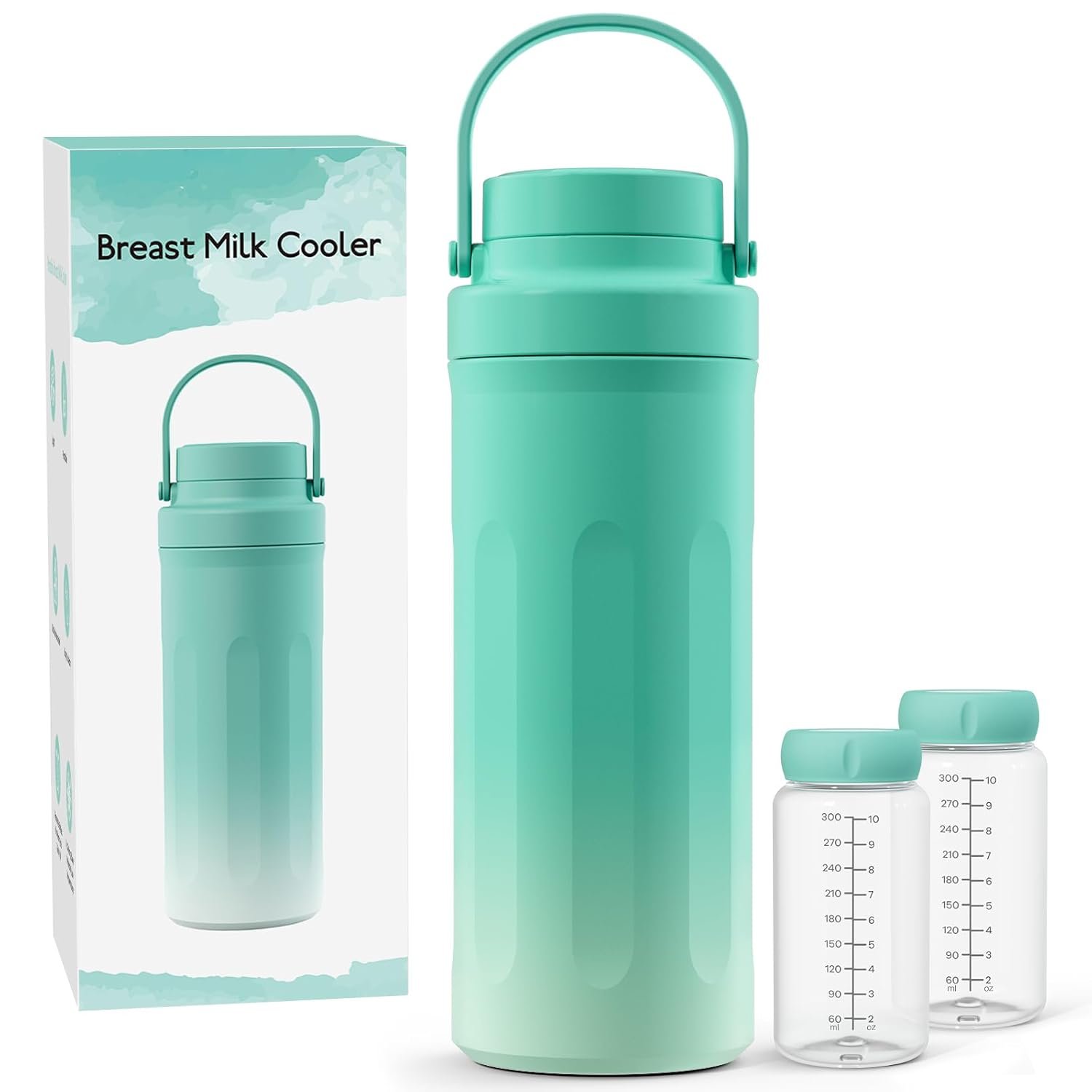 22oz Portable Breast Milk Cooler for Work & Travel, Breastmilk Cooler with 360° Total Cooling for 24 Hours & Leak-Proof Dual-Bottle for Breastfeeding Moms’ All-Day Needs