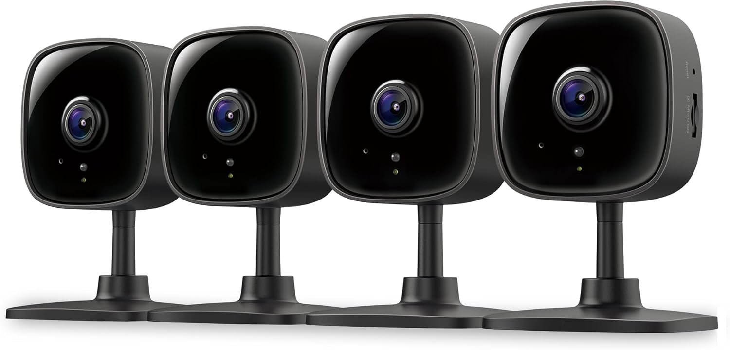 Tapo 1080P Indoor Wired Security Camera – Works as a Baby Monitor & Pet Camera, Motion Detection, 2-Way Audio, Siren, Night Vision, Subscription-Free Local Storage or Optional Cloud, C101(4-Pack)