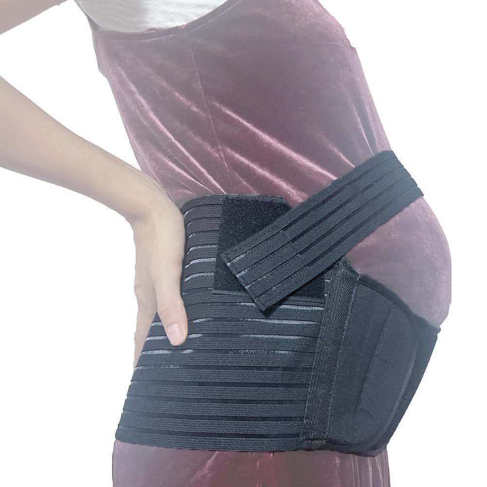 3-in-1 Maternity Belt Pregnancy Belly Band Back/Pelvic/Hip Support Brace Postpartum Binder Lightweight Belly Support Bands for Pregnant Women Waist Wrap Relieves SPD/PGP Pain (Black, X-Large)