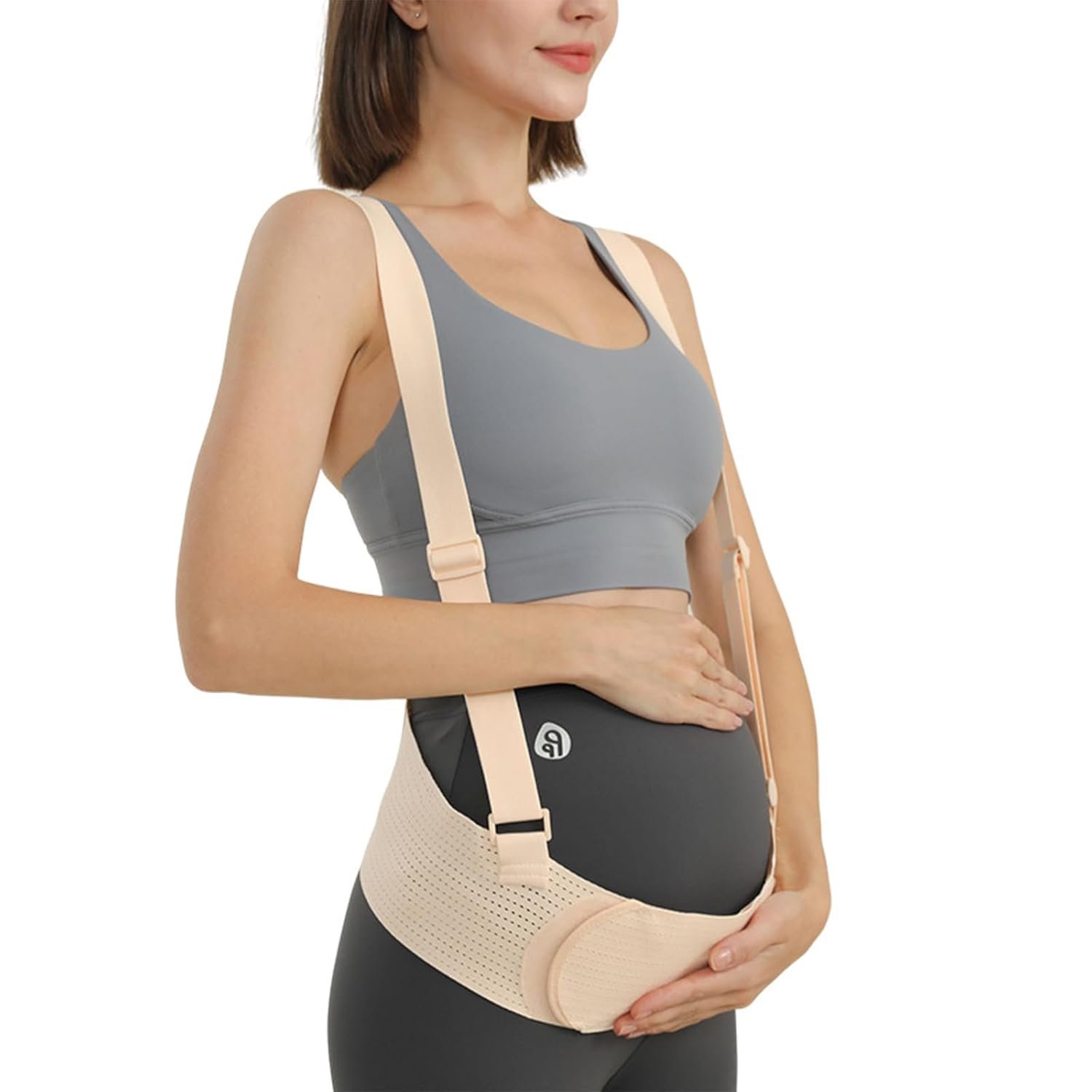 Belly Bands For Pregnant Women, Maternity Belly Bands for Pregnant Women with Adjustable Back Brace Straps for Back/Pelvic/Hip Pain,pregnancy belly band,Breathable Abdominal Binder.(Beige, L)