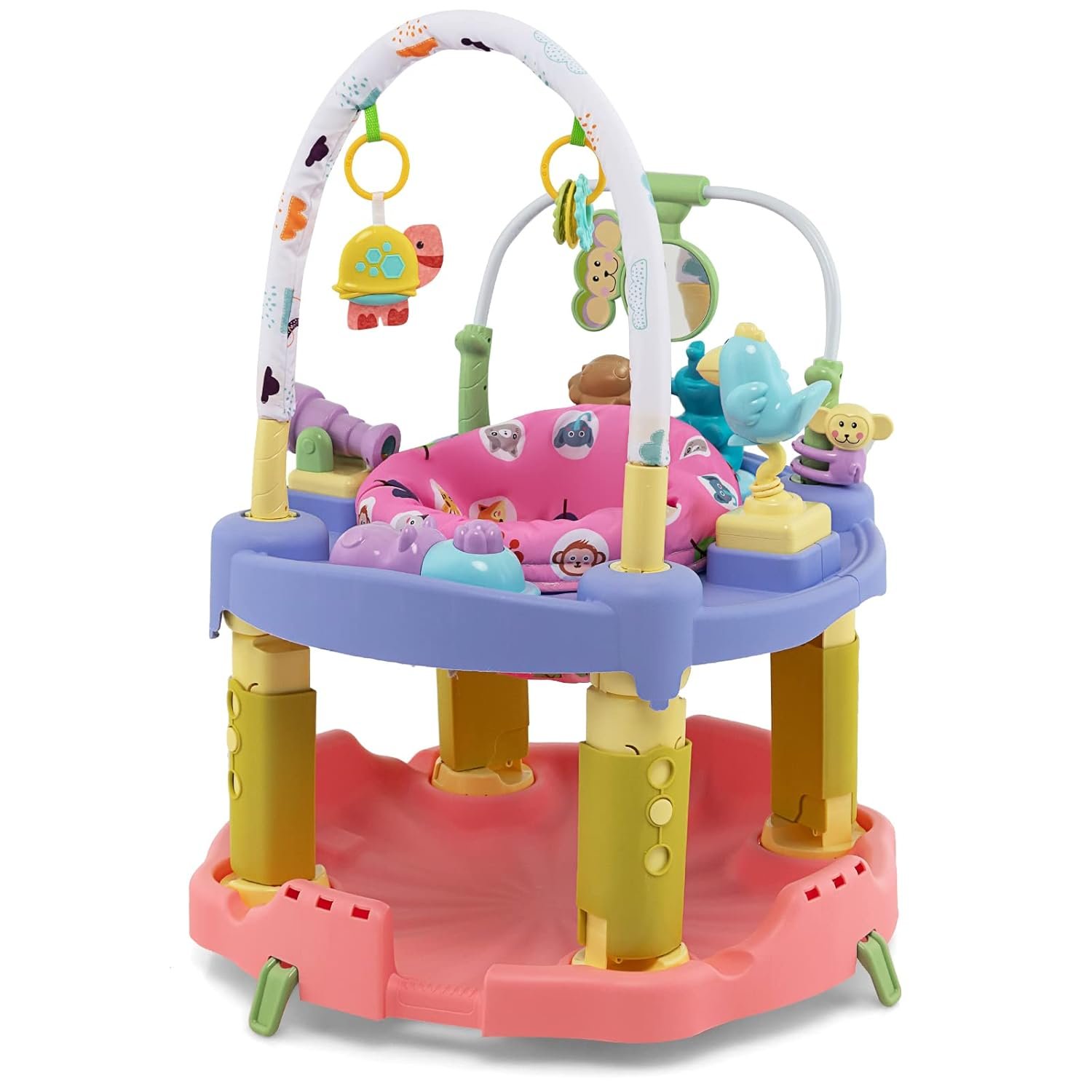 HOMGX 3-in-1 Baby Bouncer Activity Center, Baby Jumper Center & Activity Table w/Interactive Toys, 3 Adjustable Heights & 360° Rotatable Seat, Portable Activity Center for Infant, Toddlers