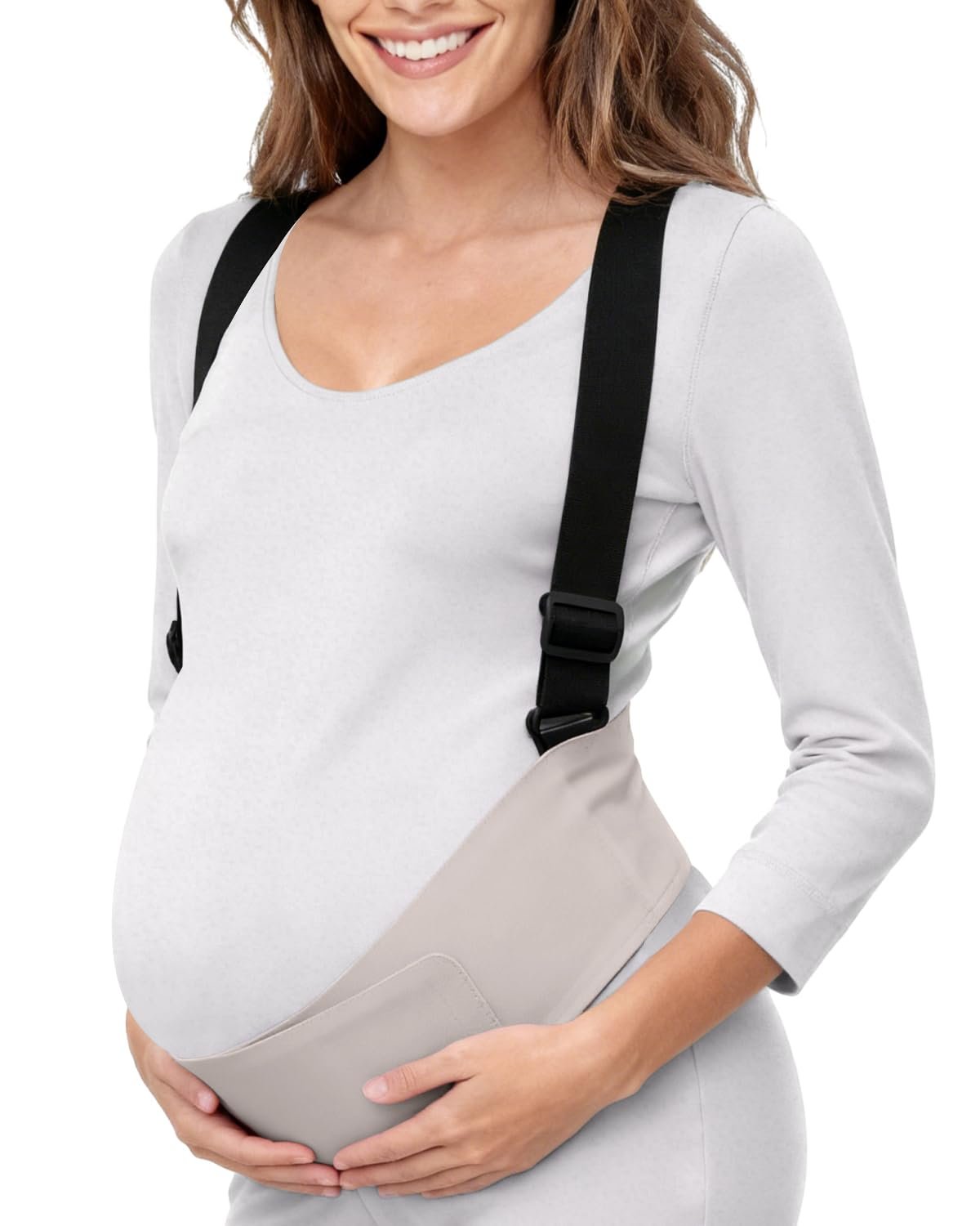 Belly Bands for Pregnant Women, Belt Pregnancy Belly Support Band Adjustable, Maternity Belt with Back Brace Straps, Pelvic Support, Comfortable, Highly Resilient (Gray-Medium)