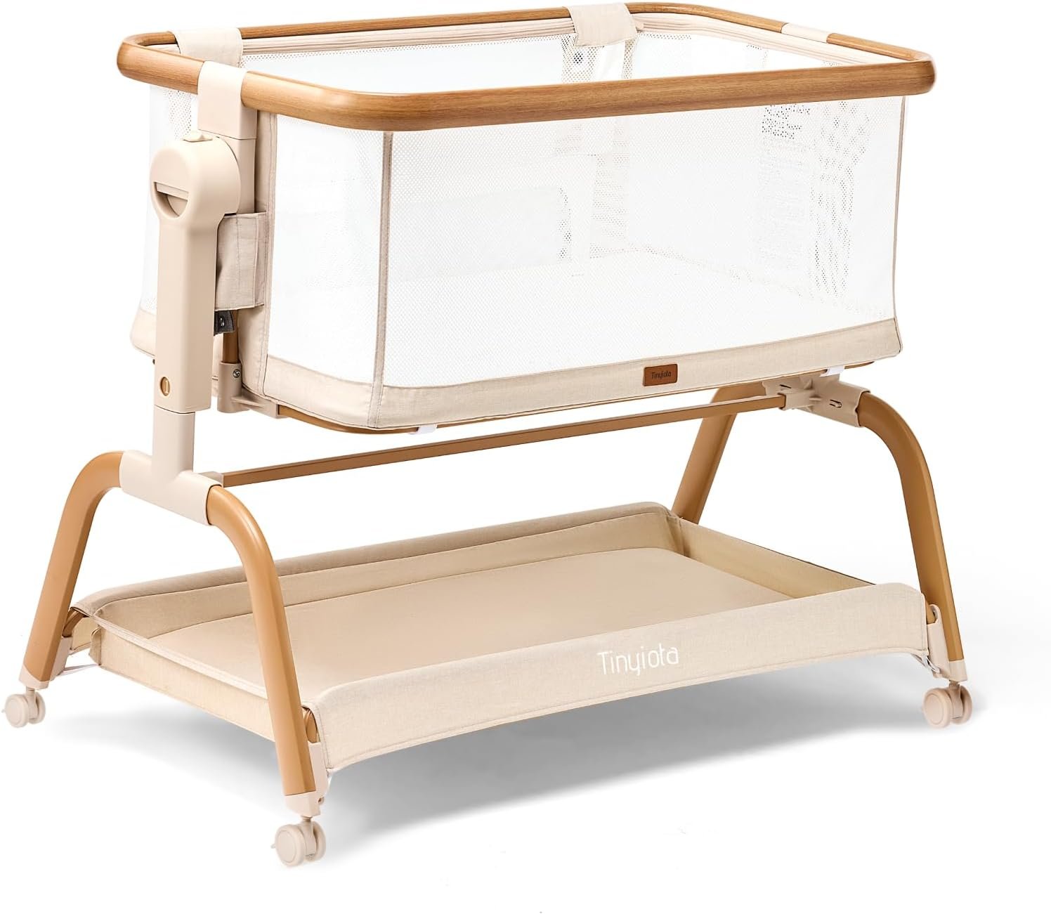 Tinyiota 3 in 1 Baby Bassinet,Rocking Bedside Crib Sleeper for Newborns,Adjustable Height Bassinet with Mattress and Soft,Breathable Sheet,Full-Mesh Sides,Stable&Cozy Crib for Babies