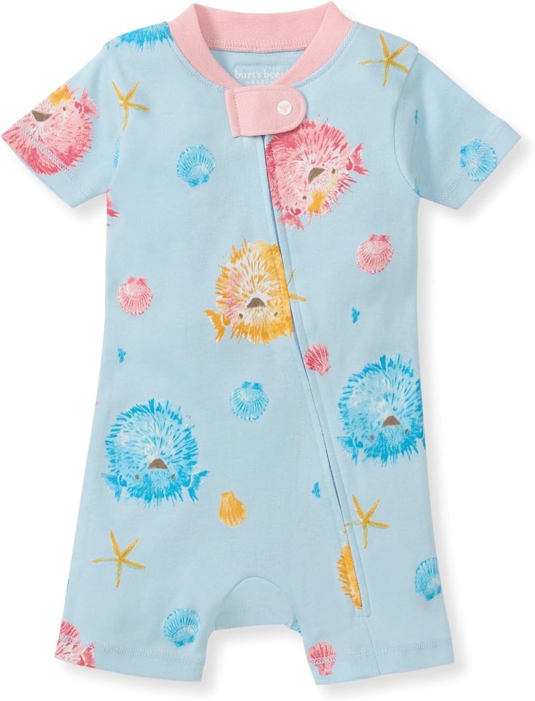 Burt’s Bees Baby Short Sleeve Pajamas, One-piece Sleeper Romper Pjs, Snug Fit for Infants 3 to 24 Months