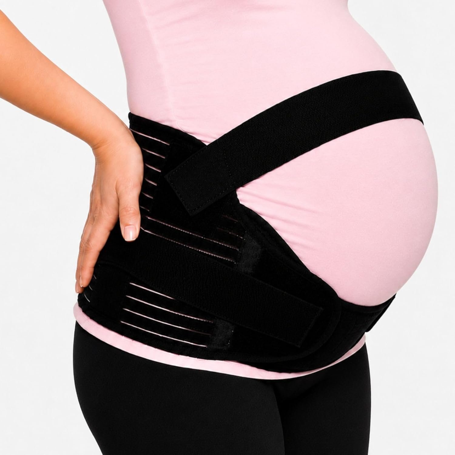 Vive Pregnancy Belly Support Band for Women – Maternity Belt – Cozy Brace for Moms, for Pelvic, Lower Back, and Hip Pain Relief – Soft, Breathable, Adjustable Fit for Easy Movement – Black (Medium)