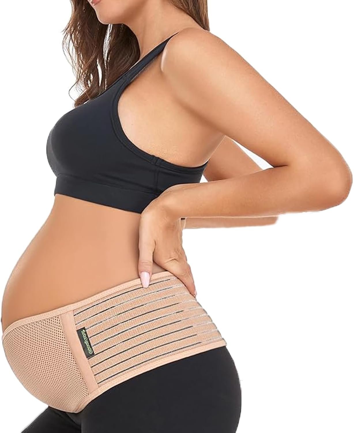 ChongErfei Maternity Belt Pregnancy Belly Band Back Support Abdominal Binder Back Brace – Relieve Back, Pelvic, Hip Pain（Beige,One Size）