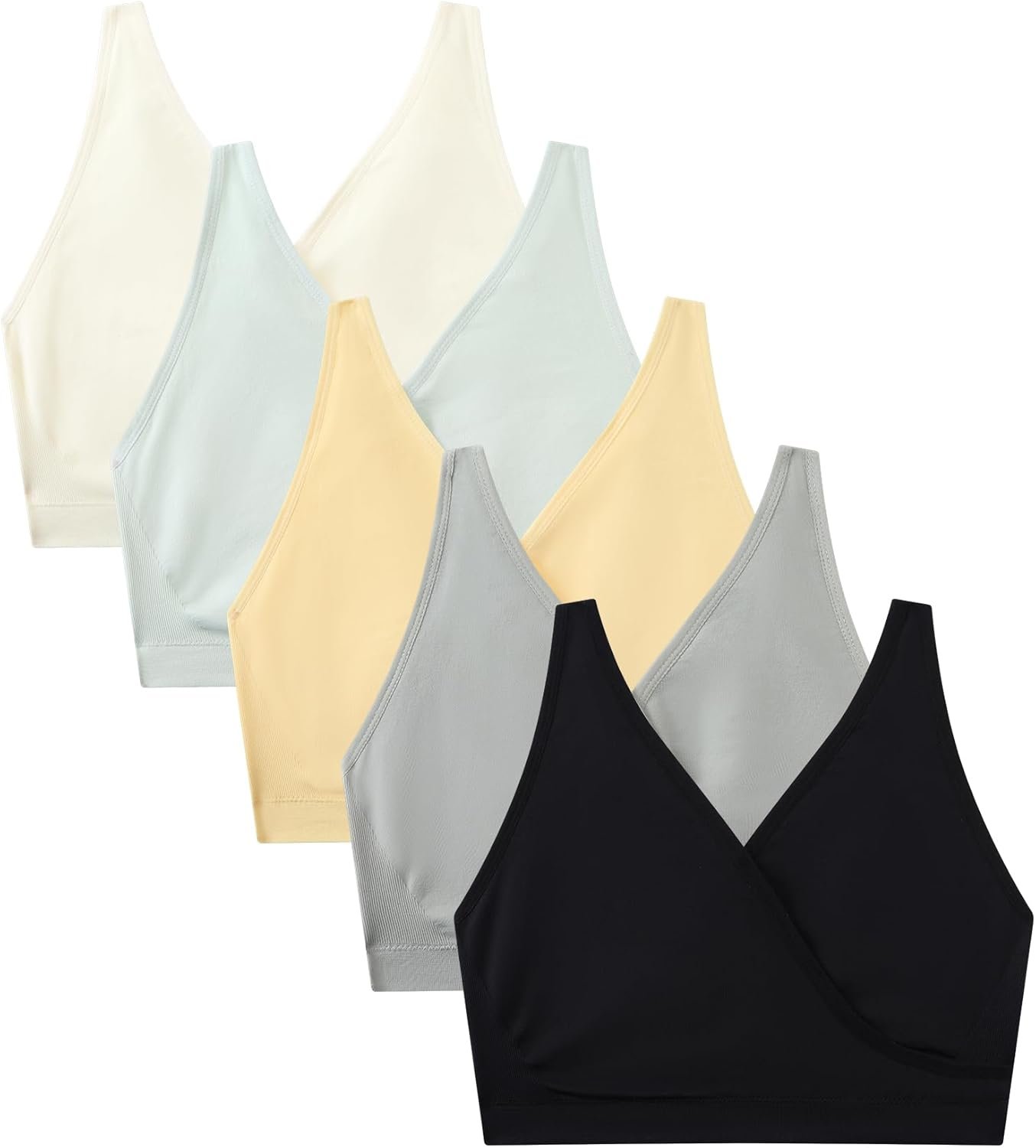 Suekaphin 5pack Nursing Bra Maternity Bra Breastfeeding Sleeping/Sleep Bra Pregnancy Women’s Seamless Bralette Wirefree