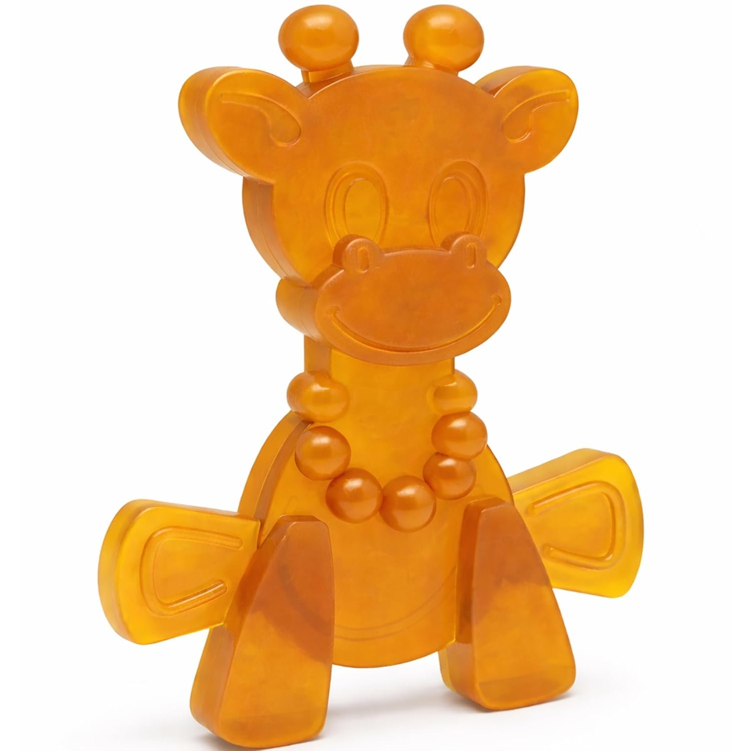 Bambeado LittleBamber Baby Teething Toy – Made with Natural Rubber & Amber Elements – Gentle Support, Easy to Hold, Simple to Clean – Cute Giraffe Teether Toy – Alternative to Amber Teething Necklace