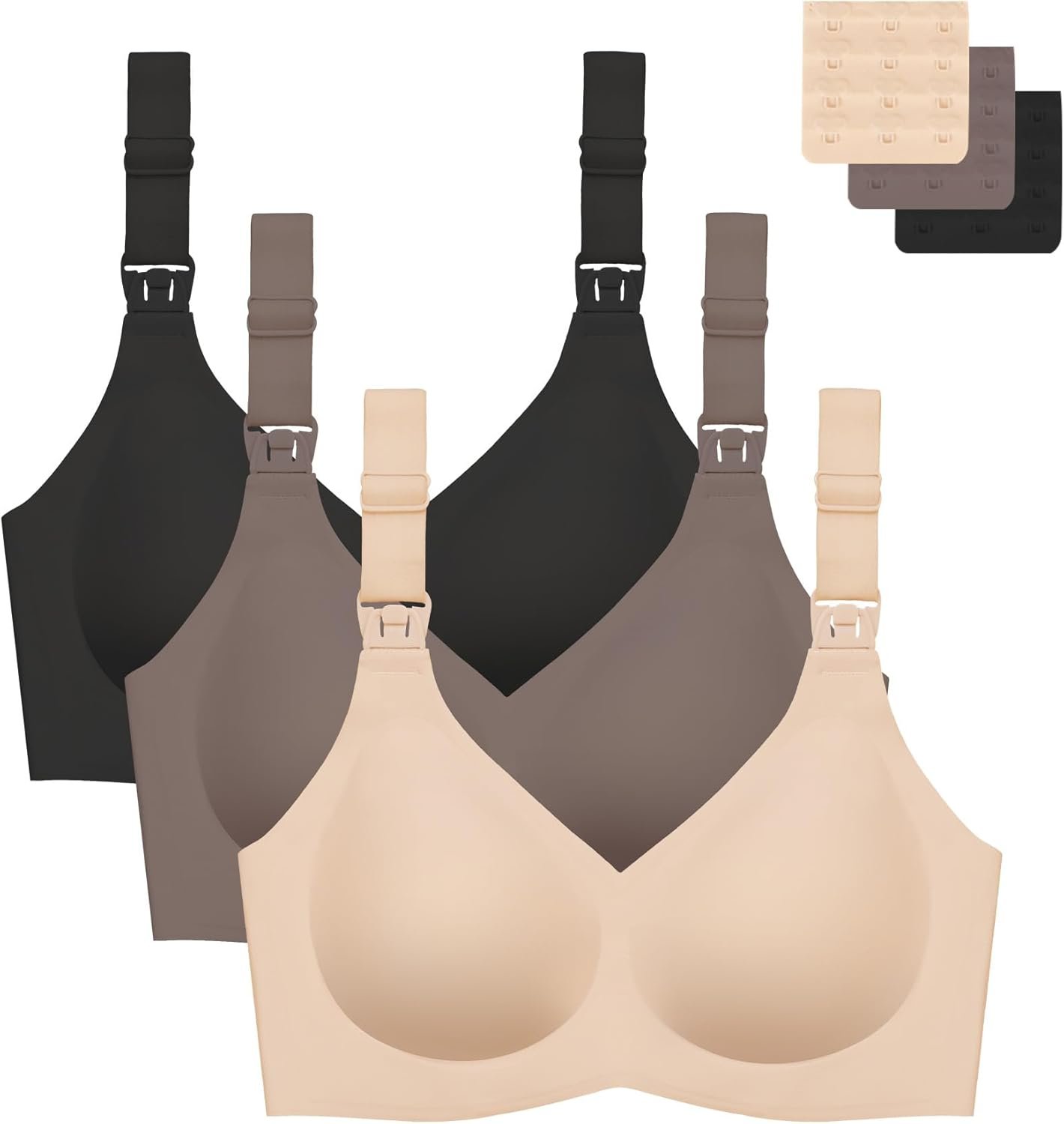 Gailife 3 Pack Nursing Bras for Breastfeeding Seamless Wireless V Neck Maternity Bras for Pregnancy Comfortable Bralette