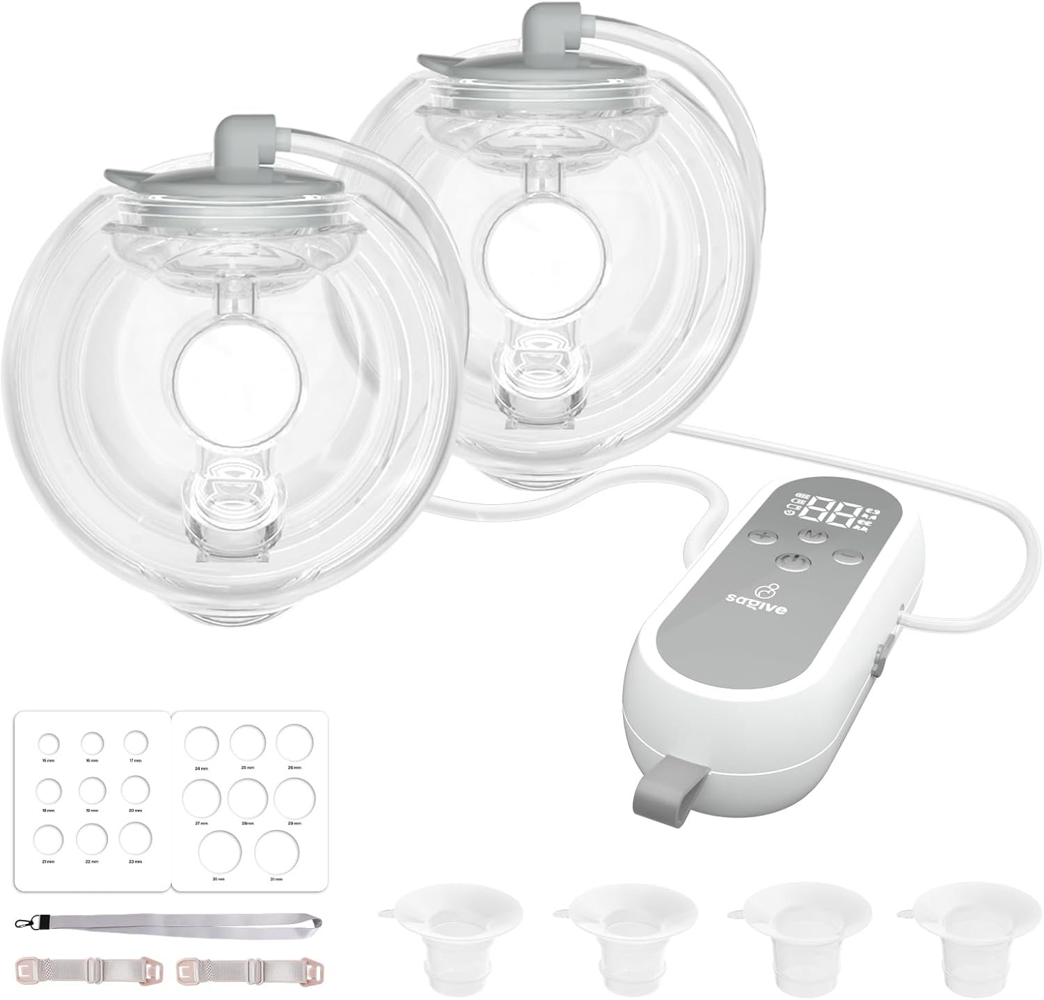 Wearable Breast Pump ABP-1308 | SPA-Level Comfort 3 Modes & 9 Levels Wearable Breastfeeding Pump, Low-Noise Electric Breast Pump Portable for Office & Home Use (27mm Shield, 21/24mm Flange)
