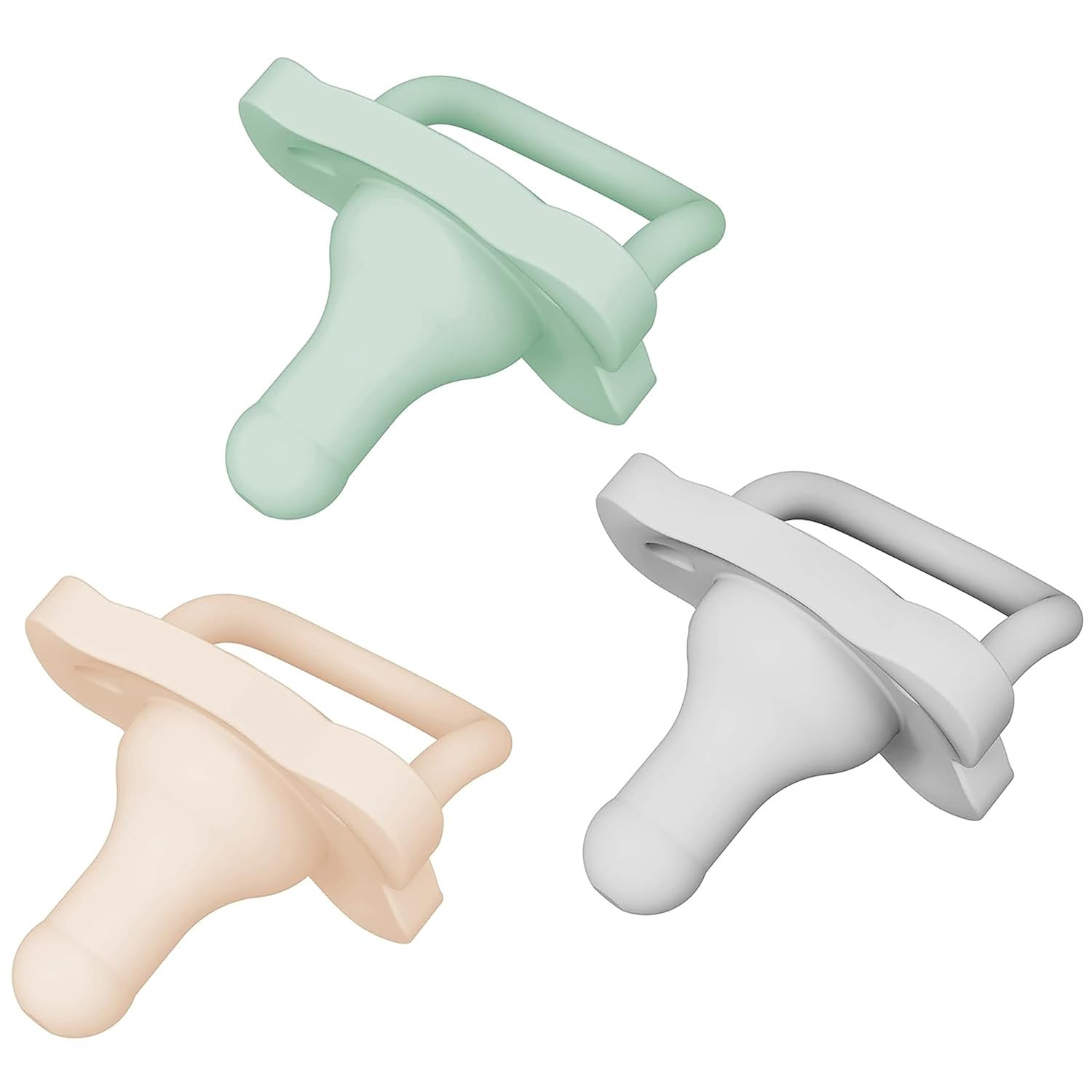 Dr. Brown’s HappyPaci 100% Silicone Baby Pacifier, Contoured One-Piece Design, Gray/Green/Ecru, 0-6m, BPA-Free, 3-Pack