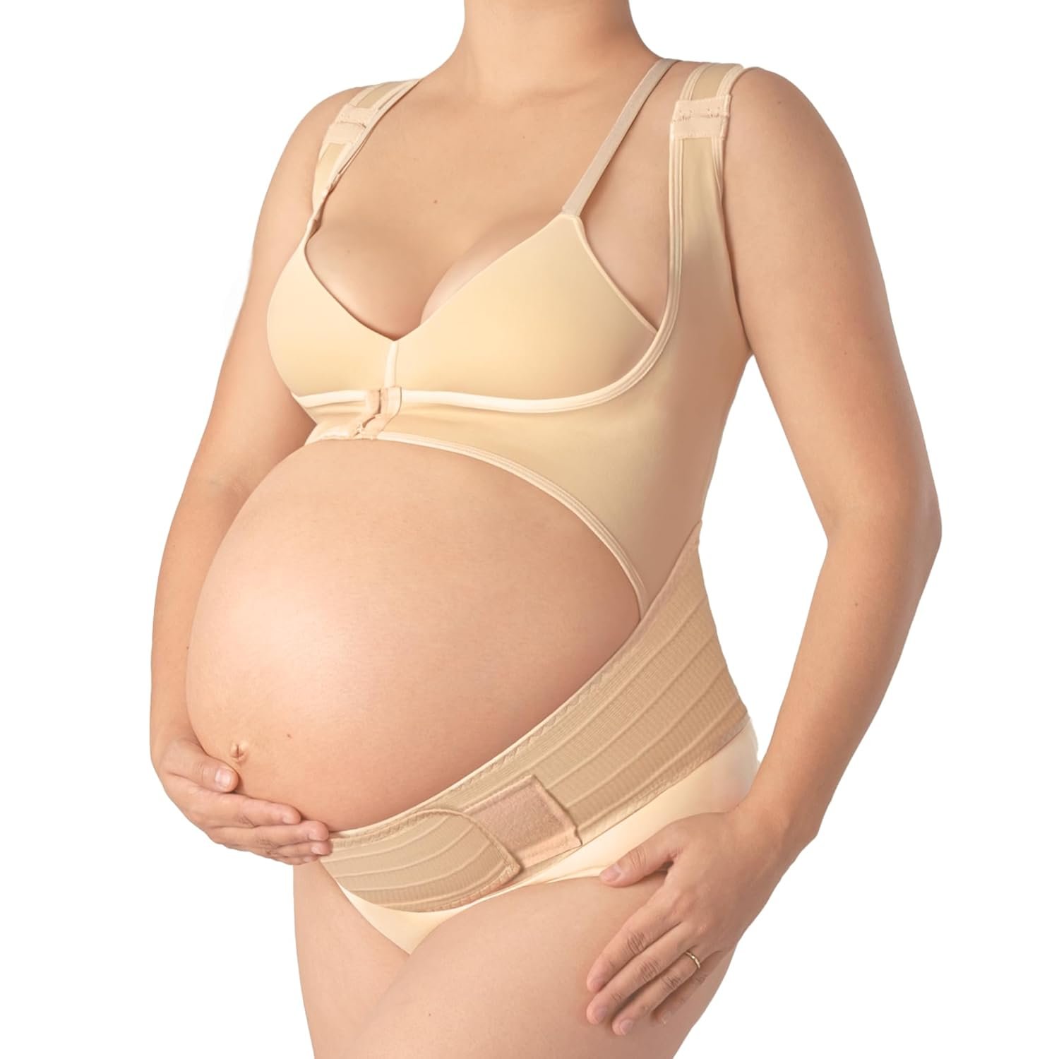 Adjustable Maternity Support Vest for Pregnant – Pregnancy Support Vest – Posture Corrector Pregnancy Support Vest (Nude, Large)