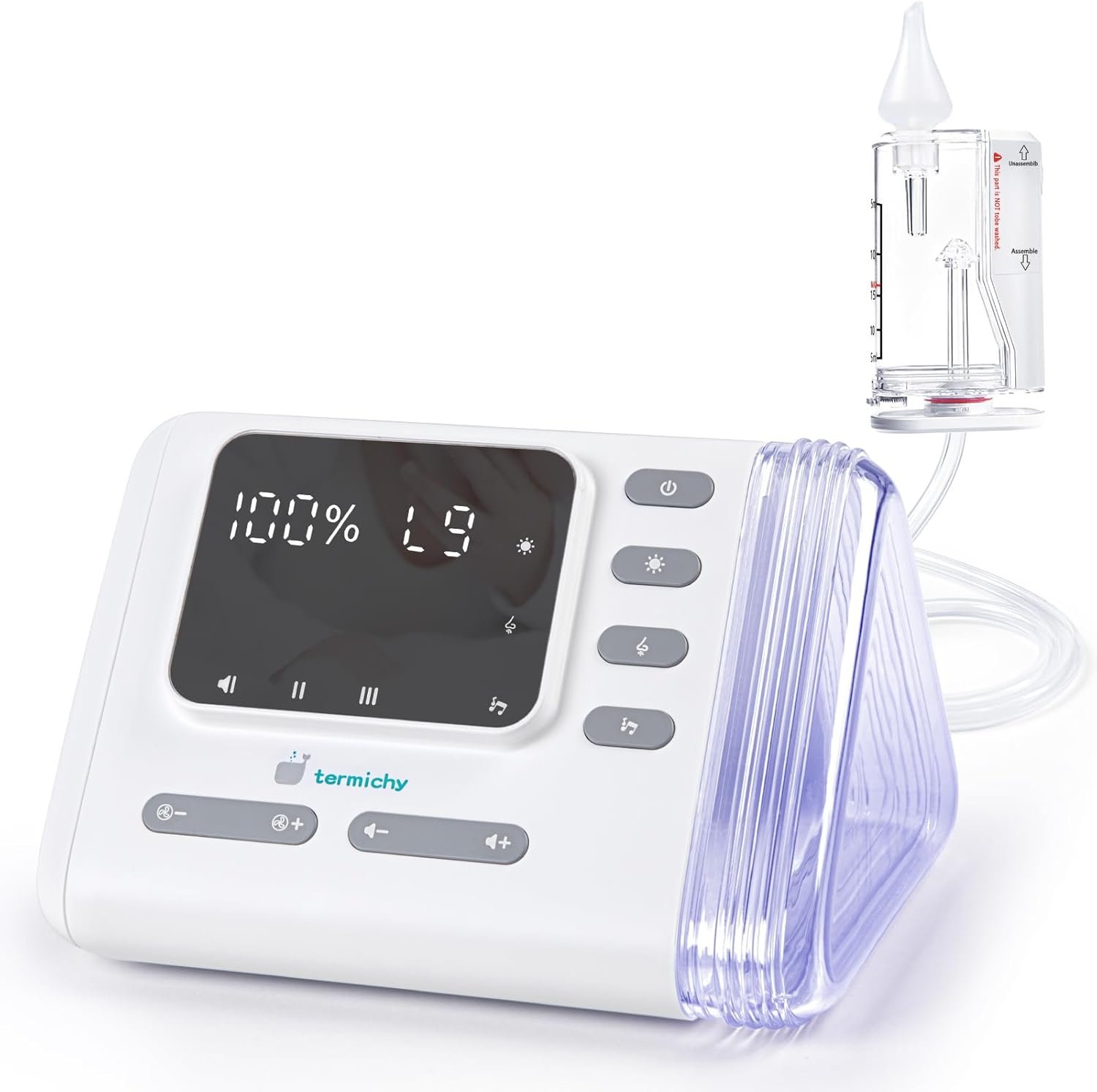 Termichy Electric Nasal Aspirator for Babies: Rechargeable 9 Levels Suction Nose Sucker for Toddlers Stuffy Nose – Built-in Storage Portable Nose Aspirator for Travel Parents