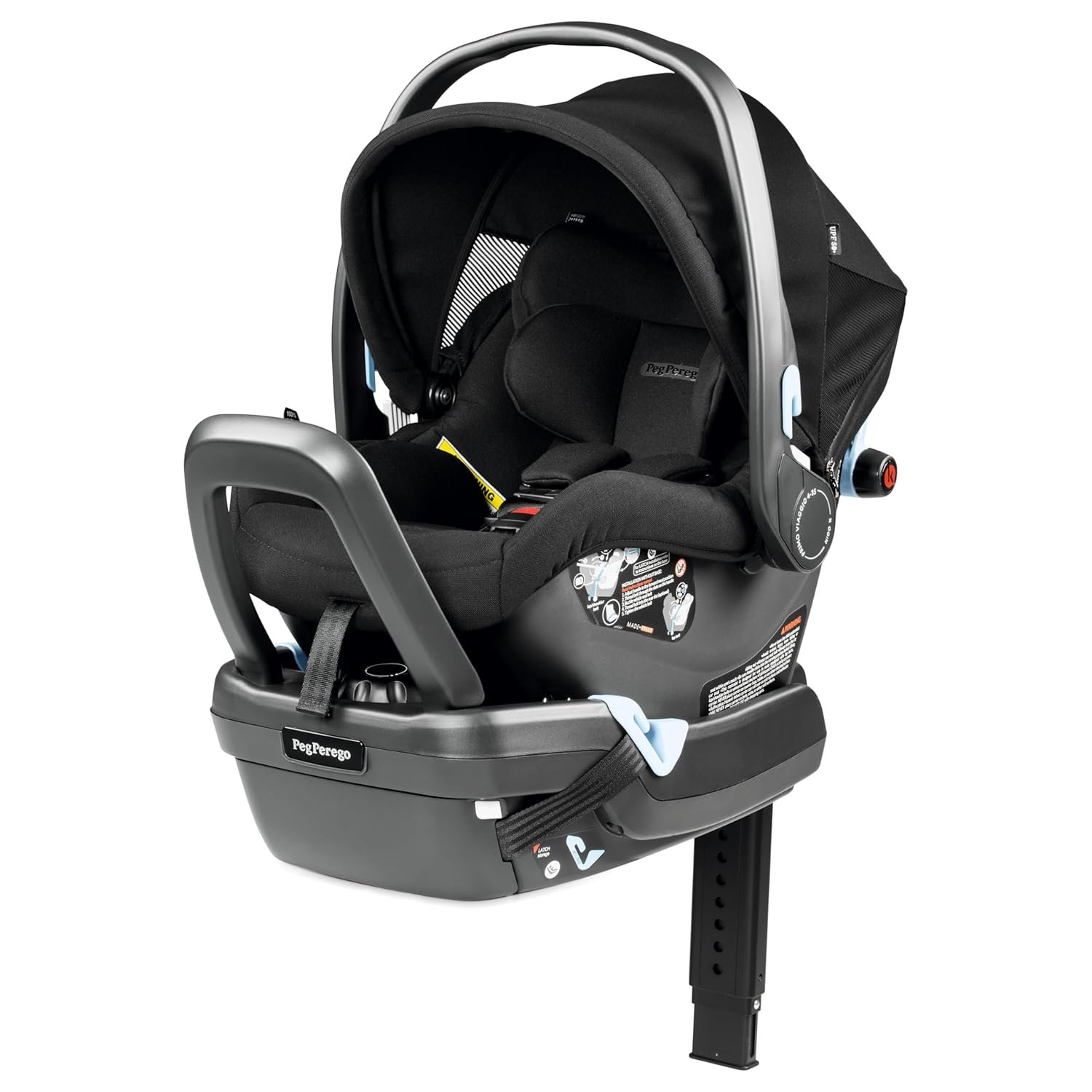 Peg Perego Primo Viaggio Nido – Rear Facing Infant Car Seat – Includes Base with Load Leg & Anti-Rebound Bar – for Babies 4 to 30 lbs – Made in Italy – True Black