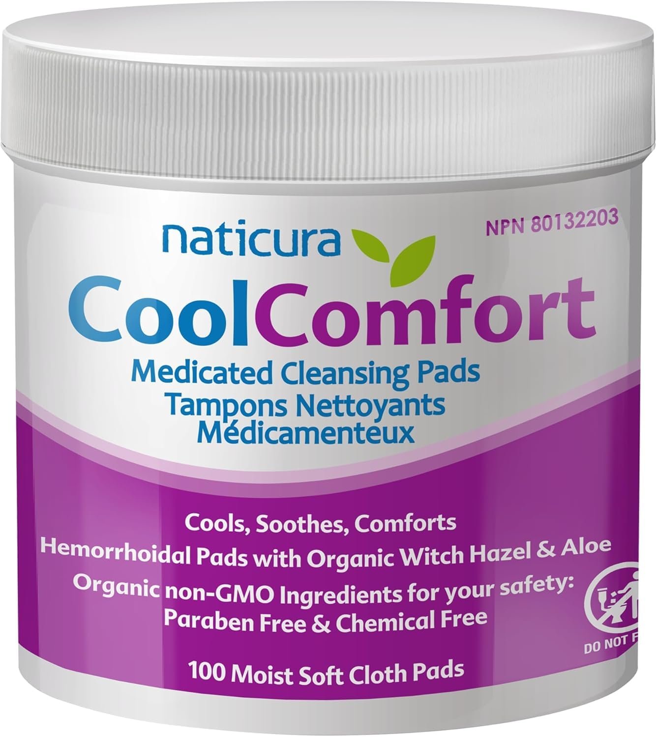 CoolComfort Personal Cleansing Pads with Organic Witch Hazel and Aloe Vera – All Natural and Fast Acting Wipes for Hemorrhoid Burning, Itching, Pain and Swelling – 100 Pads – No Parabens – Made in USA