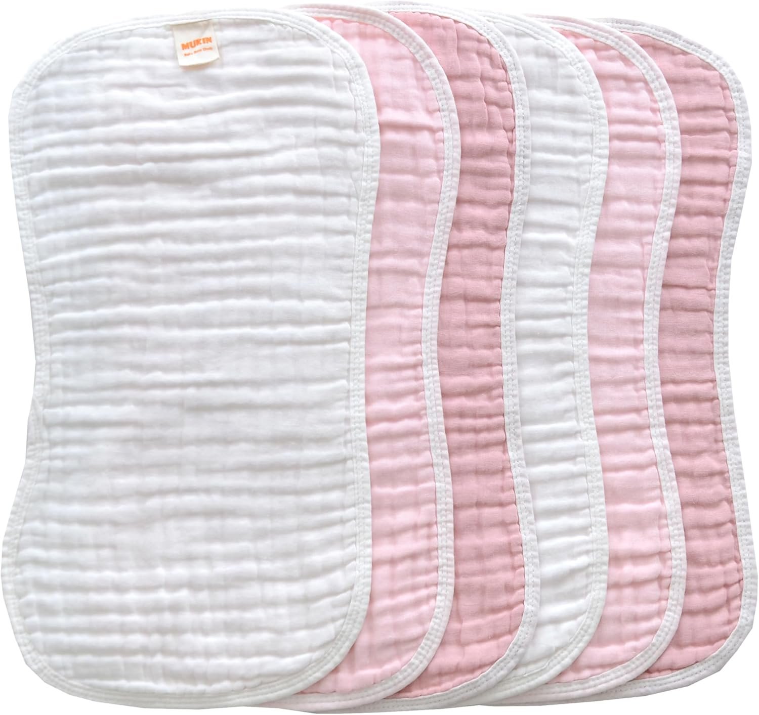 MUKIN Baby Muslin Burp Cloth Set of 6, Ultra Soft Absorbent Thick Cotton Burping Cloths for Unisex Newborn Babies, 20” by 10” Neutral Milk Spit Up Rags Boys Girls – Baby Must Haves. (Gradient Pink)
