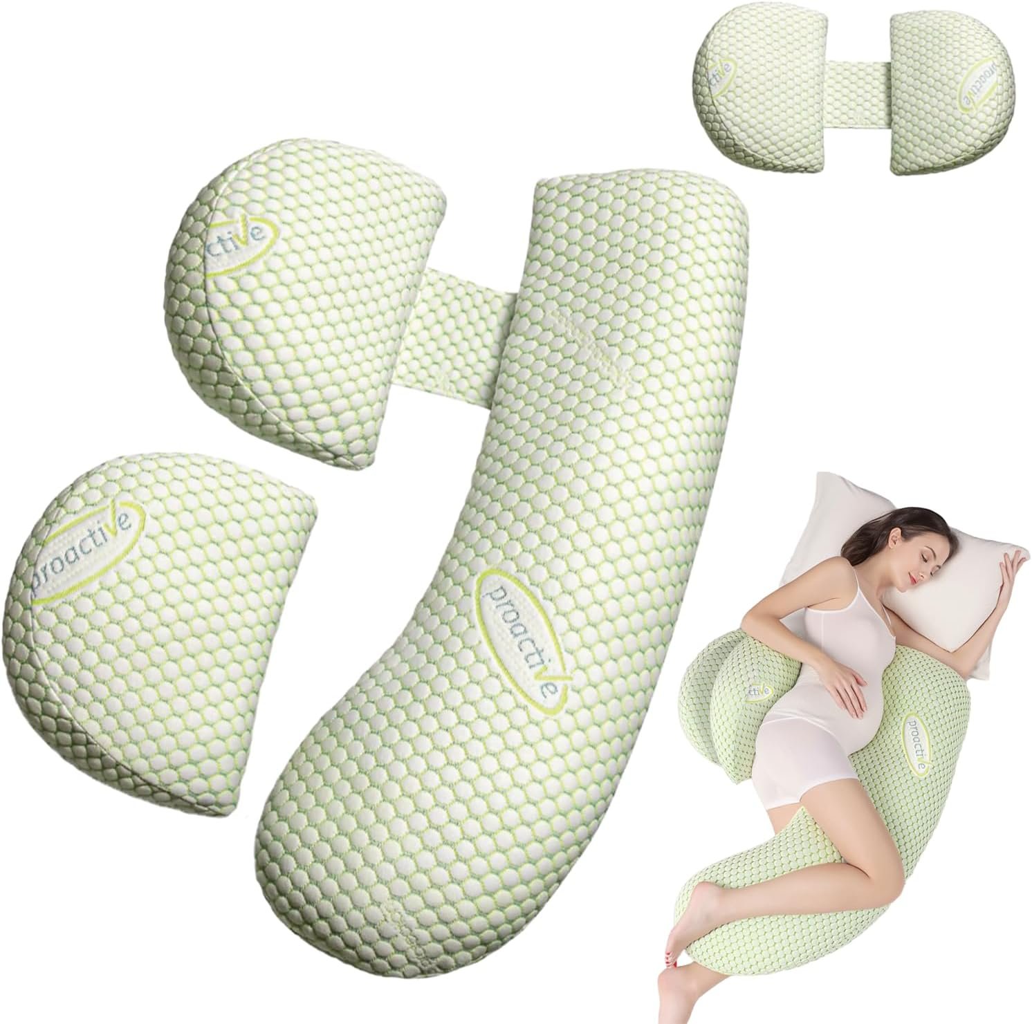 Pregnancy Pillow for Women – Full Body Maternity Pillow for Back & Hip Support, Removable Soft Cover for Side Sleeper Comfort
