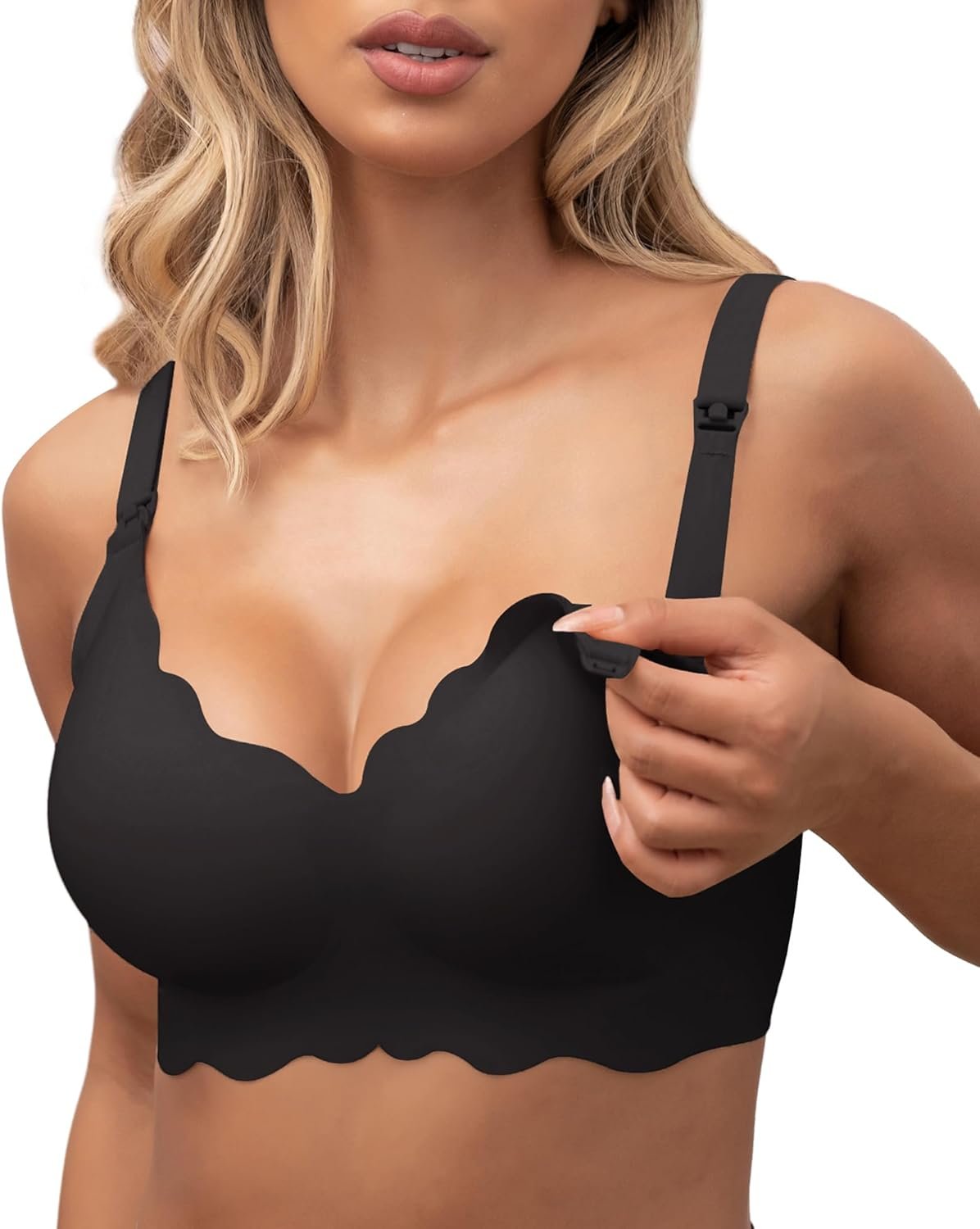 As Fairy Nursing Bras for Breastfeeding Wavy Seamless Comfort Maternity Bralette Wireless Pregnancy Sleep Bra with Support