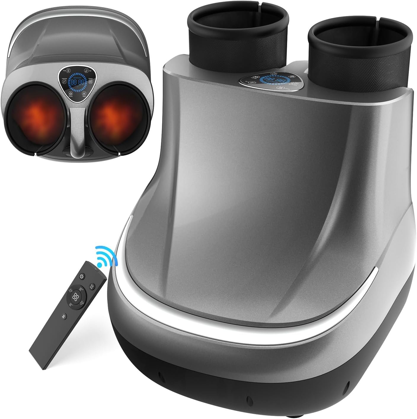 Shiatsu Foot and Calf Massager with Heat : 2 in 1 Foot Massager Machine with Kneading & Compression for Plantar Fasciitis, Neuropathy, Circulation, Relaxation for Women Man, Up to Size 13