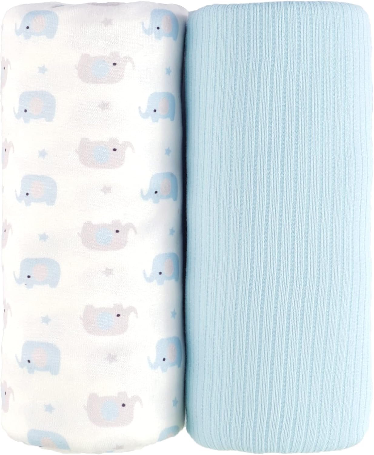lasoftan Jersey Swaddle Blanket, Ultra Soft Stretchy Receiving Blanket, Baby Boy Newborn Swaddle Wrap, 40 x 30 inches, 2 Pcs, Elephant