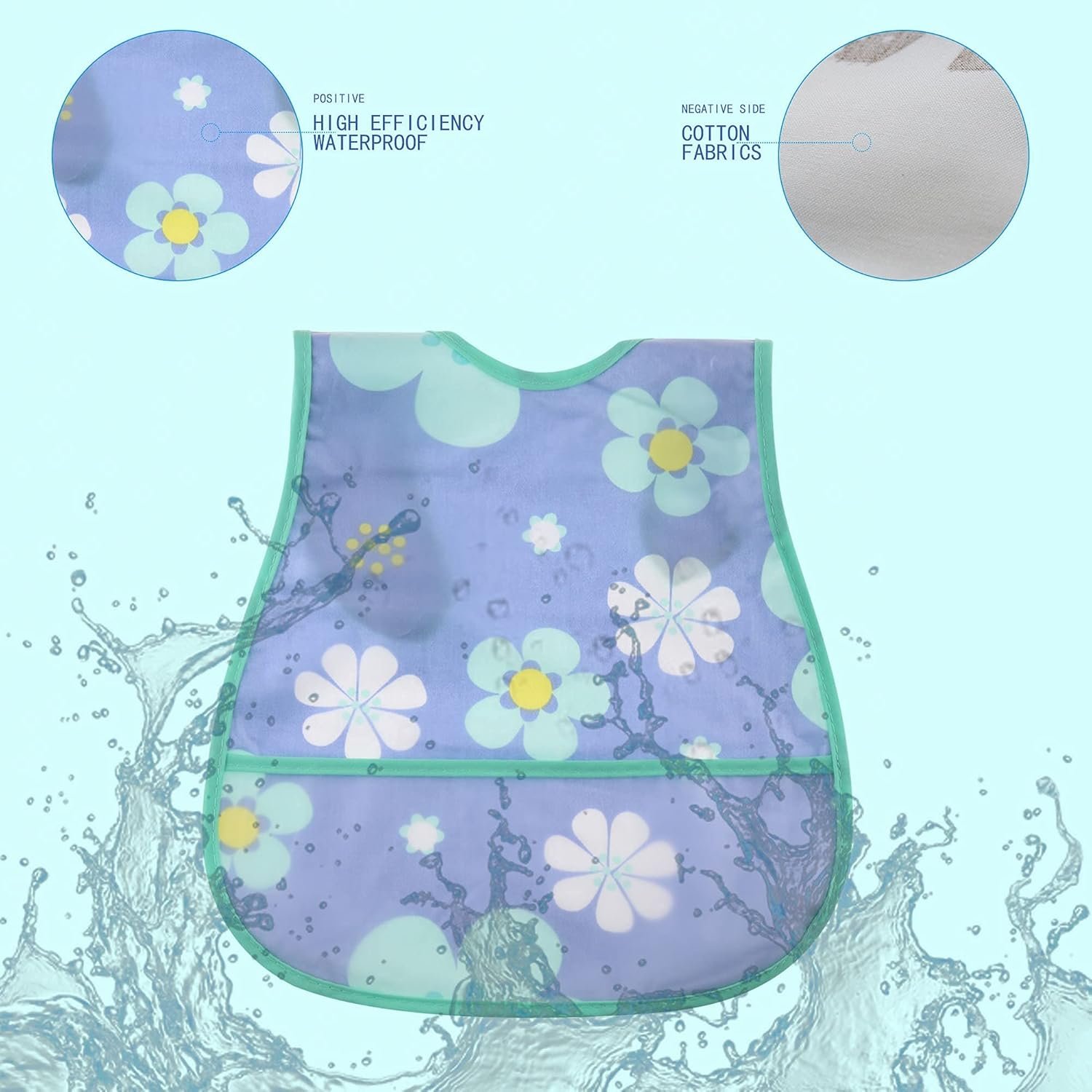 Babyhood Waterproof Baby Bib Infant with Snaps Fits Baby & Toddler 6-24 Months – 4pcs (Floral Bunny Fish)