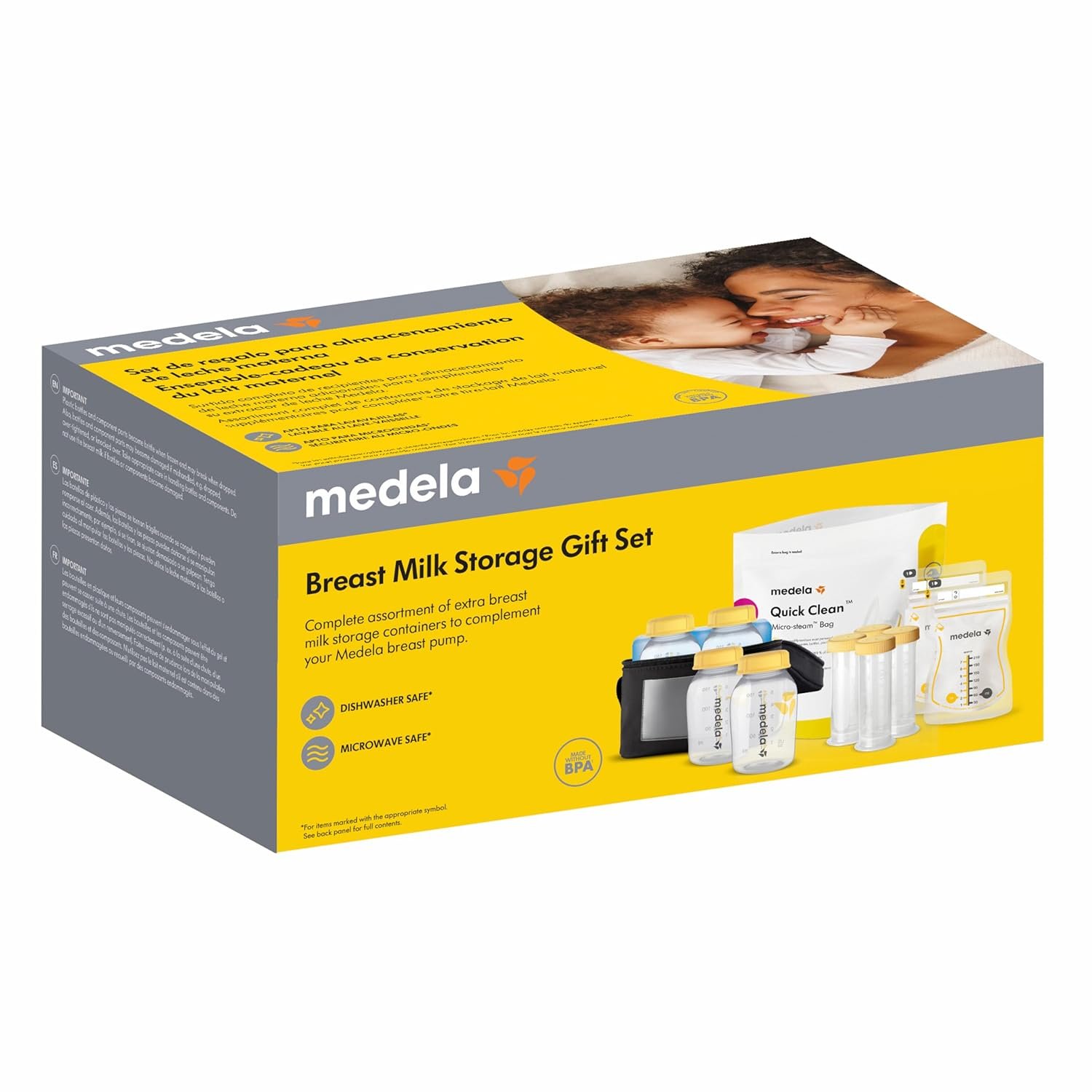 Medela Breast Milk Storage & Cooler Gift Set Made Without BPA, with Bottles, Storage Bags, Microwave Sterilizer Bags, and Cooler Bag with Ice Pack
