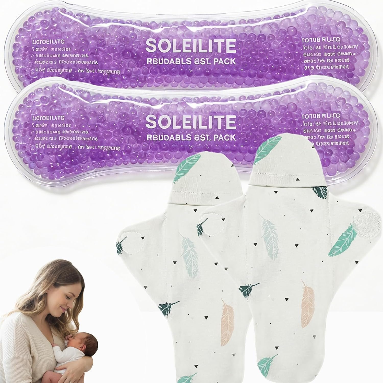 2 Pack Reusable Perineal Ice Packs for Postpartum Care – Hot & Cold Gel Pads with Washable Cotton Cover – Relief for Postpartum Pain, Hemorrhoids, Perineal Soreness & Swelling After Delivery, Purple