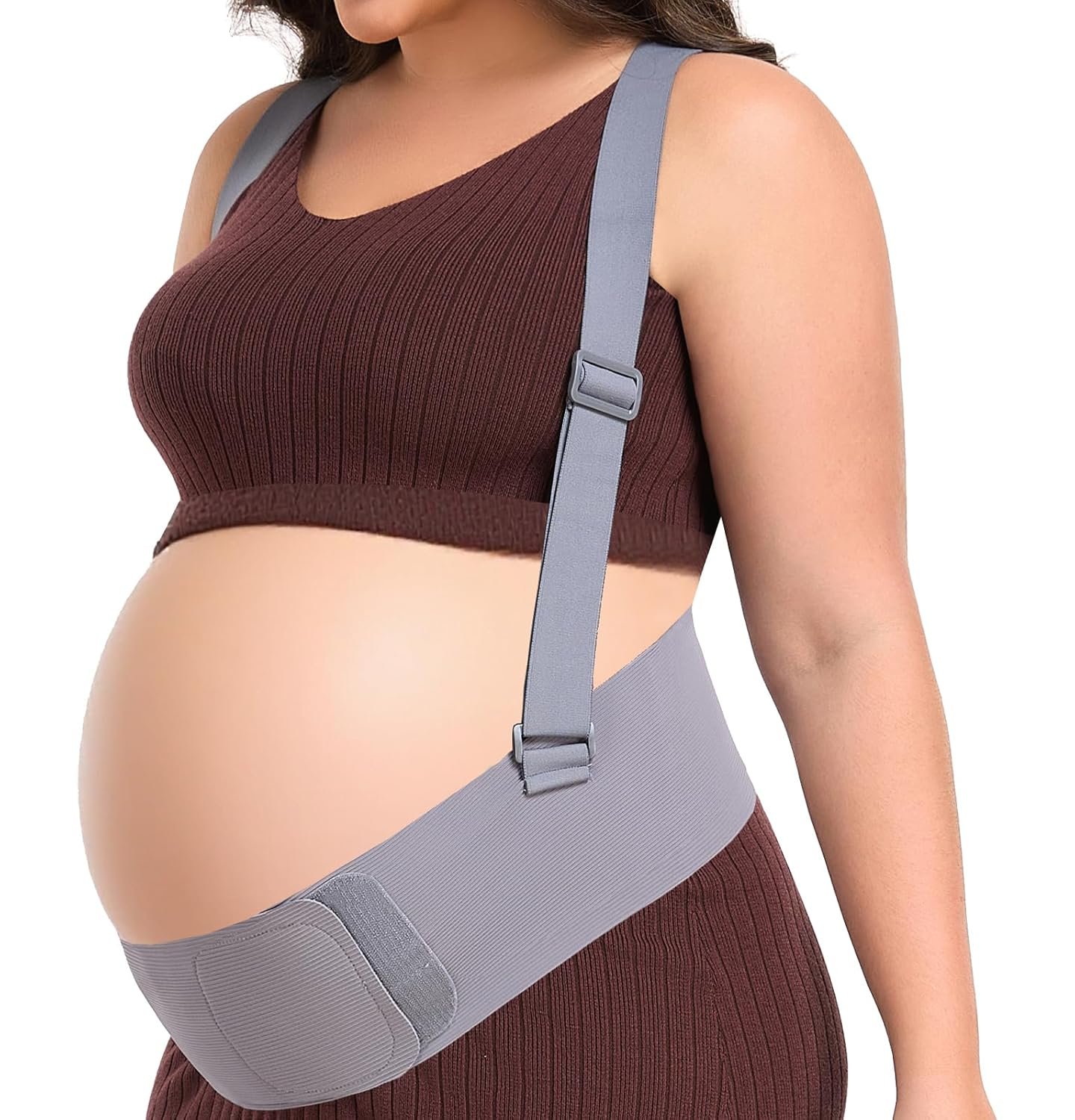 Belly Bands for Pregnant Women, Pregnancy Belly Band with Adjustable Support Brace Straps, Maternity Belt for Back, Abdomen and Waist (Gray,M)