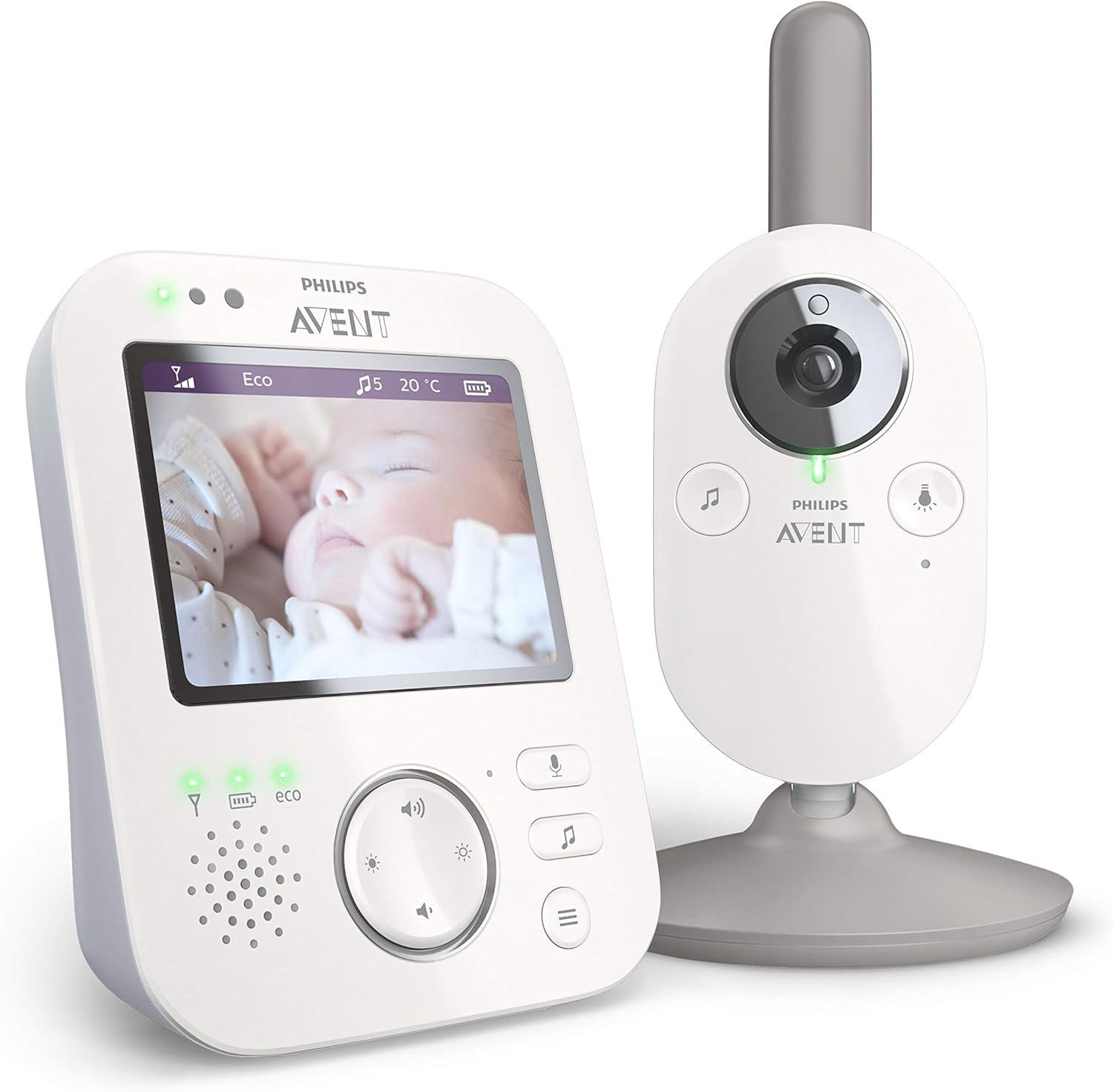PHILIPS Avent Digital Baby Monitor with Camera and Audio, 3.5″ Display Baby Camera Monitor with 2-Way Talk, Night Vision, Temperature, 980ft Range, Video Baby Monitor with No Wi-fi, Lullabies