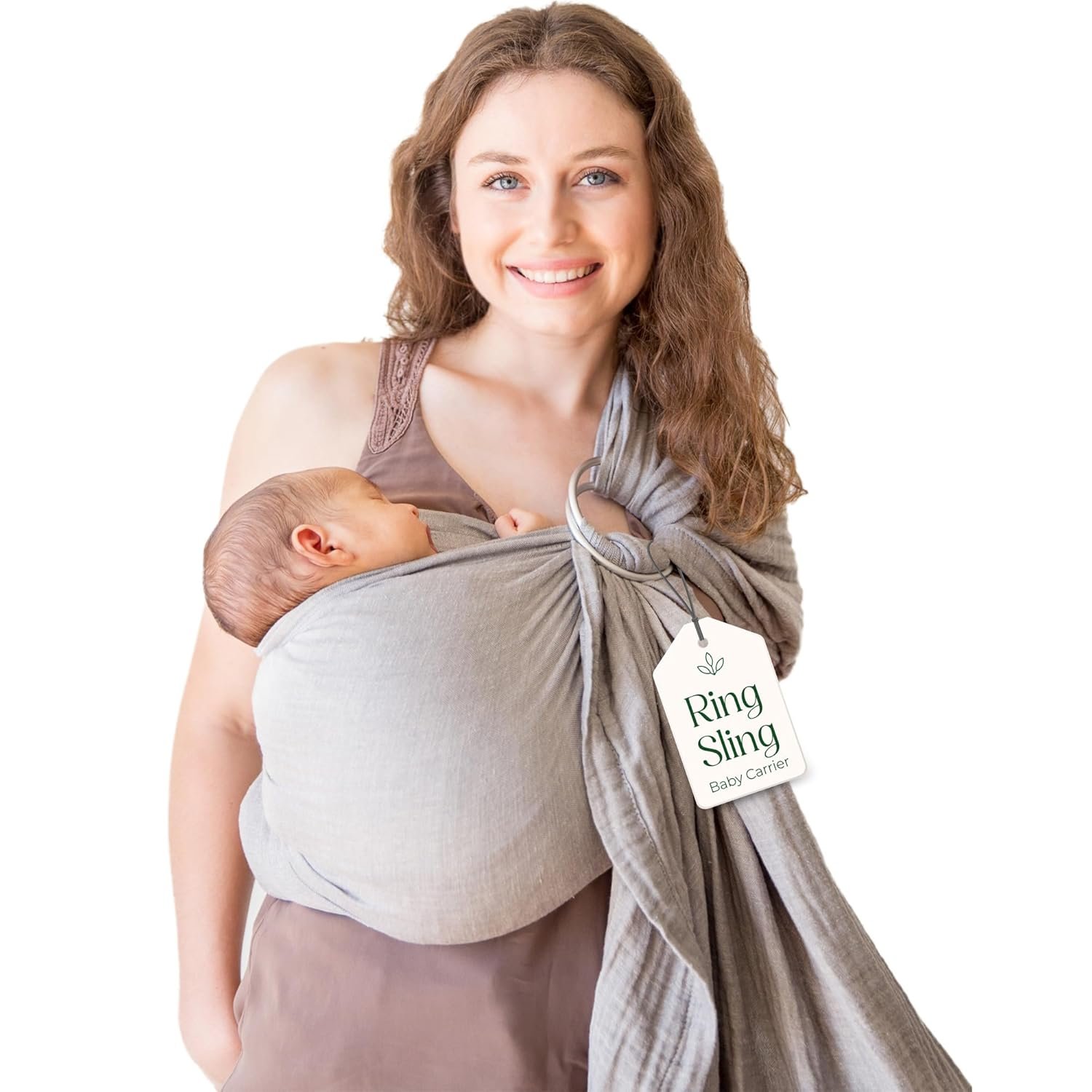 Ring Sling Baby Carrier – USA Lab Tested, 100% Natural Cotton Muslin, Breathable & Ergonomic Ring Sling Grey