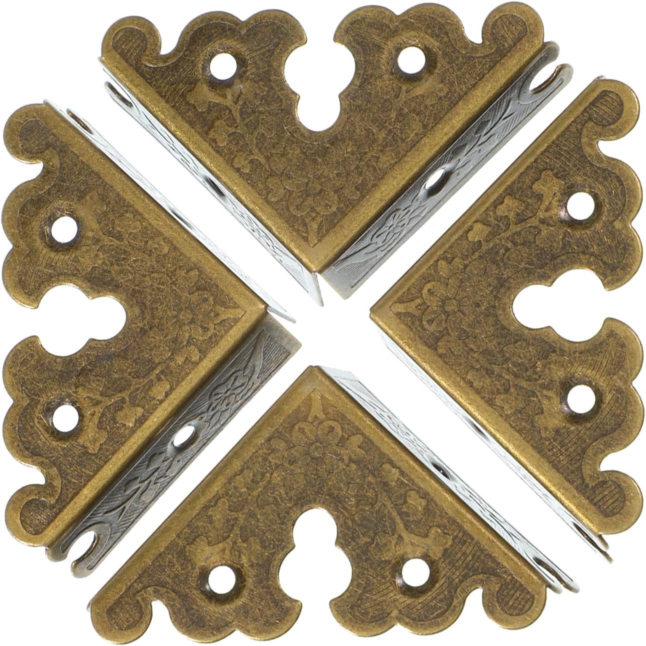 12 Pcs Decorative Corner Protectors Antique Bronze Edge Safety Guards Covers Decorative Metal Corner Guard with Screws for Storage Box Furniture Tables Cabinets Jewelry Box Picture Frame