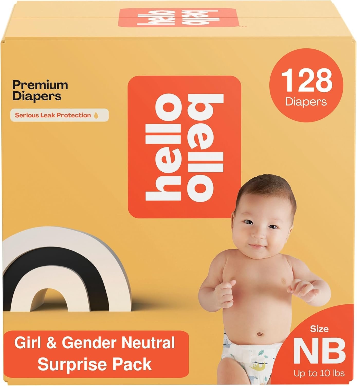 Hello Bello Newborn Premium Diapers, (Size NB – Up to 10 lbs) Surprise Pack for Girls – 128 Count, Hypoallergenic with Soft, Cloth-Like Feel – Assorted Girl & Gender Neutral Patterns