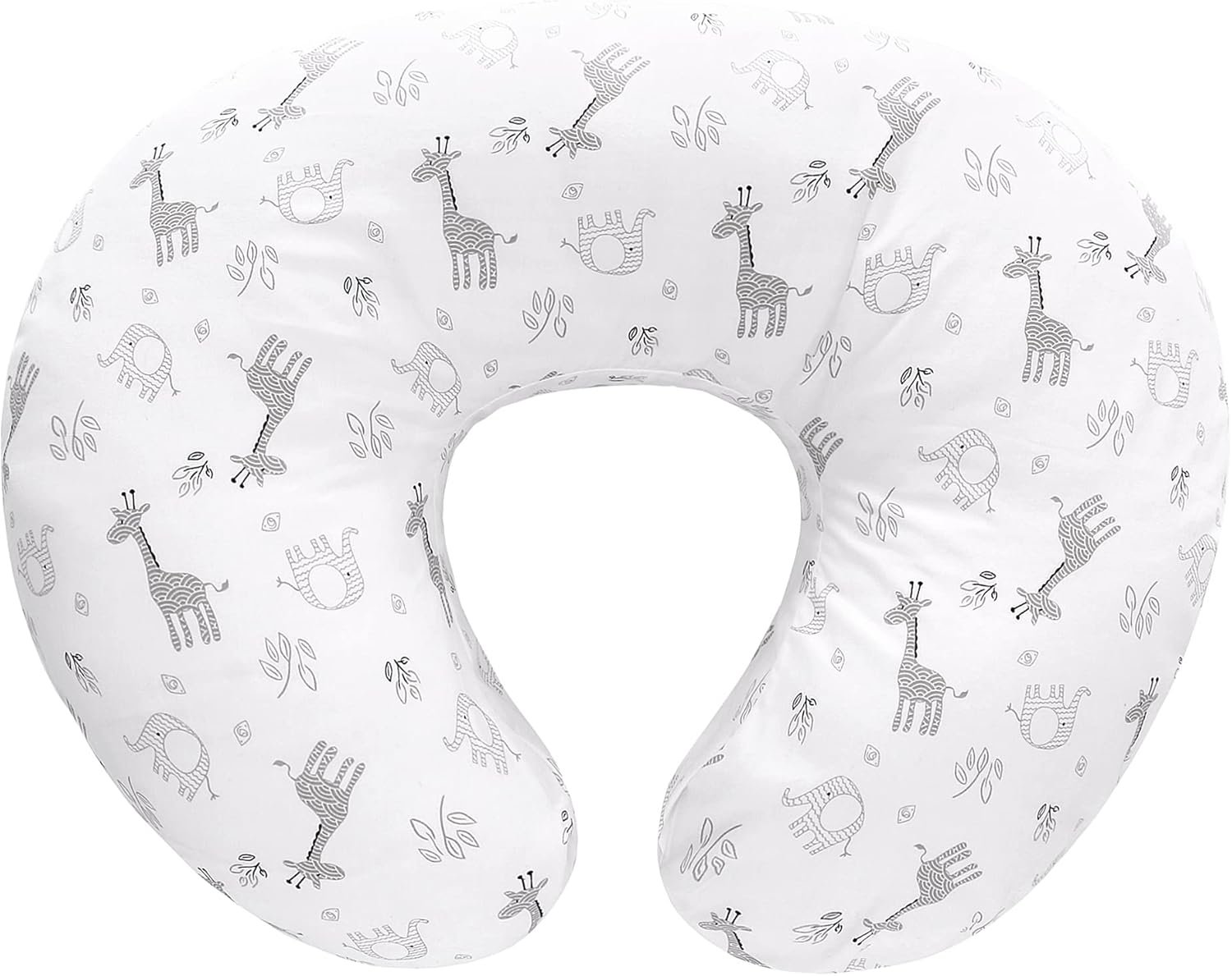 LAT Nursing Pillow for Breastfeeding,100% Cotton Removable Cover,Ergonomic Breast Feeding Pillows for Mom and Baby,Machine Washable(Giraffe & Elephant)