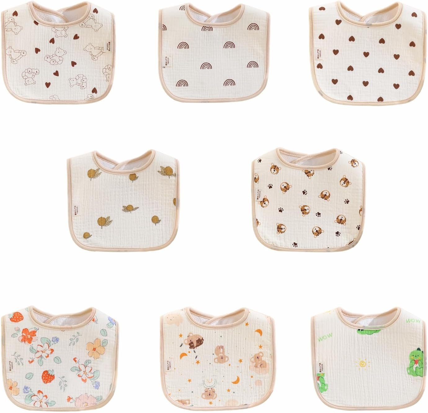 Baby Bandana Bibs, 6 Pack Waterproof Toddler Bib,Soft Cotton Absorbent Baby Bibs for Eating,Drooling,Teething