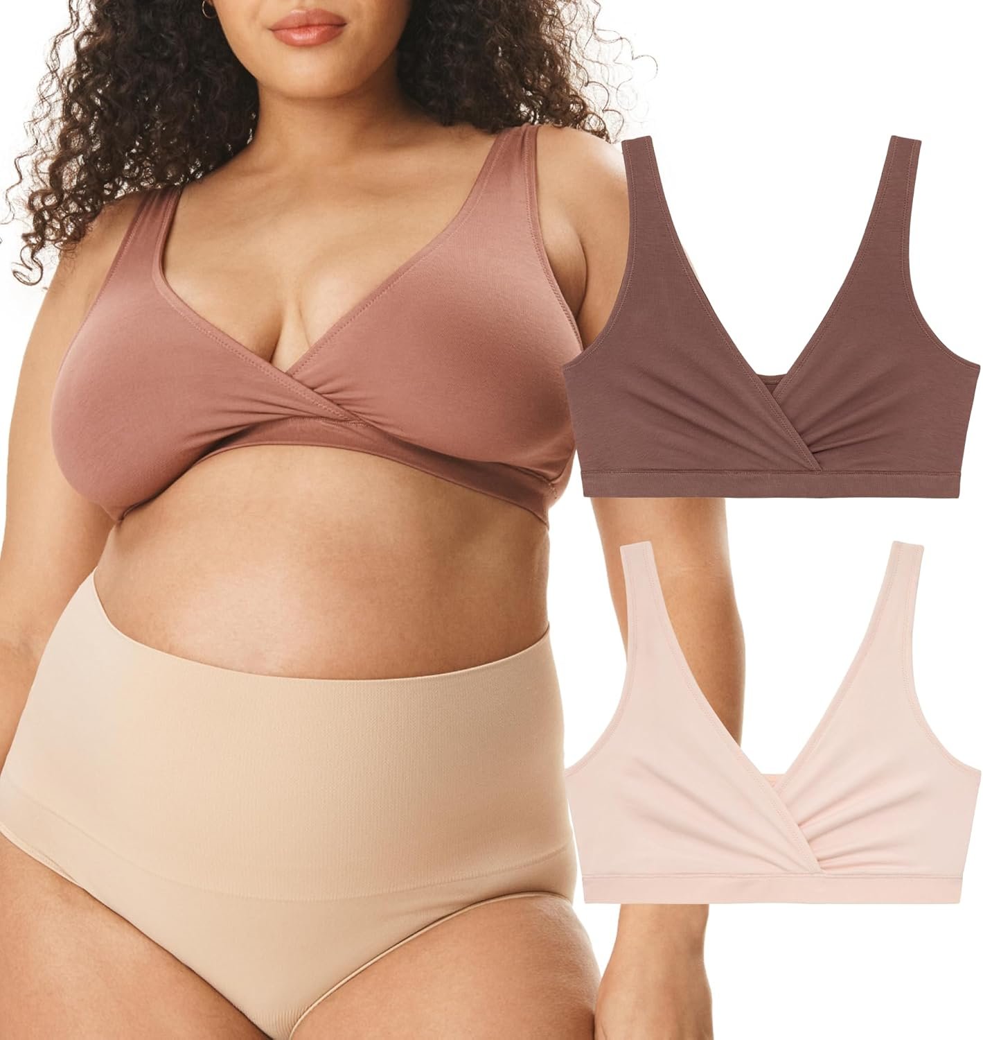 Motherhood Maternity Women’s Soft Cotton Spandex Wrap Front Maternity & Nursing Sleep Bralette Bra S-3x