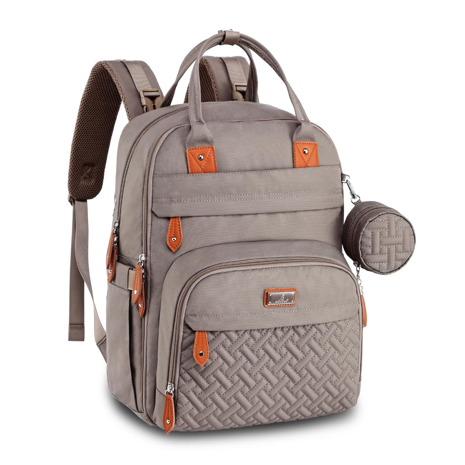 BabbleRoo Diaper Bag Backpack – Baby Essentials Travel Tote – Multi Function Water Resistant Diaper Bag, Travel Essentials Baby Bag with Changing Pad, Stroller Straps & Pacifier Case – Unisex, Khaki