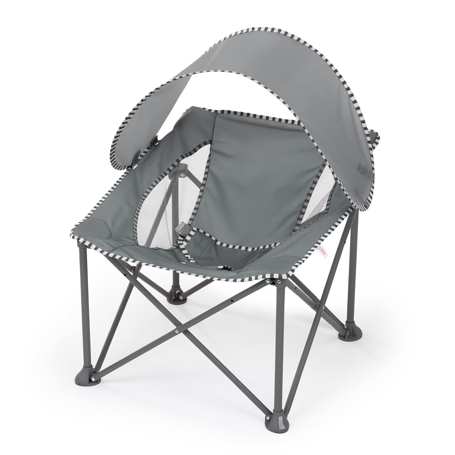 Bright Starts Pop ‘N Chill Baby Chair Travel Seat, Indoor/Outdoor Use, Infant Seat with UPF 50+ Canopy, Grey, Ages 0-6 Months