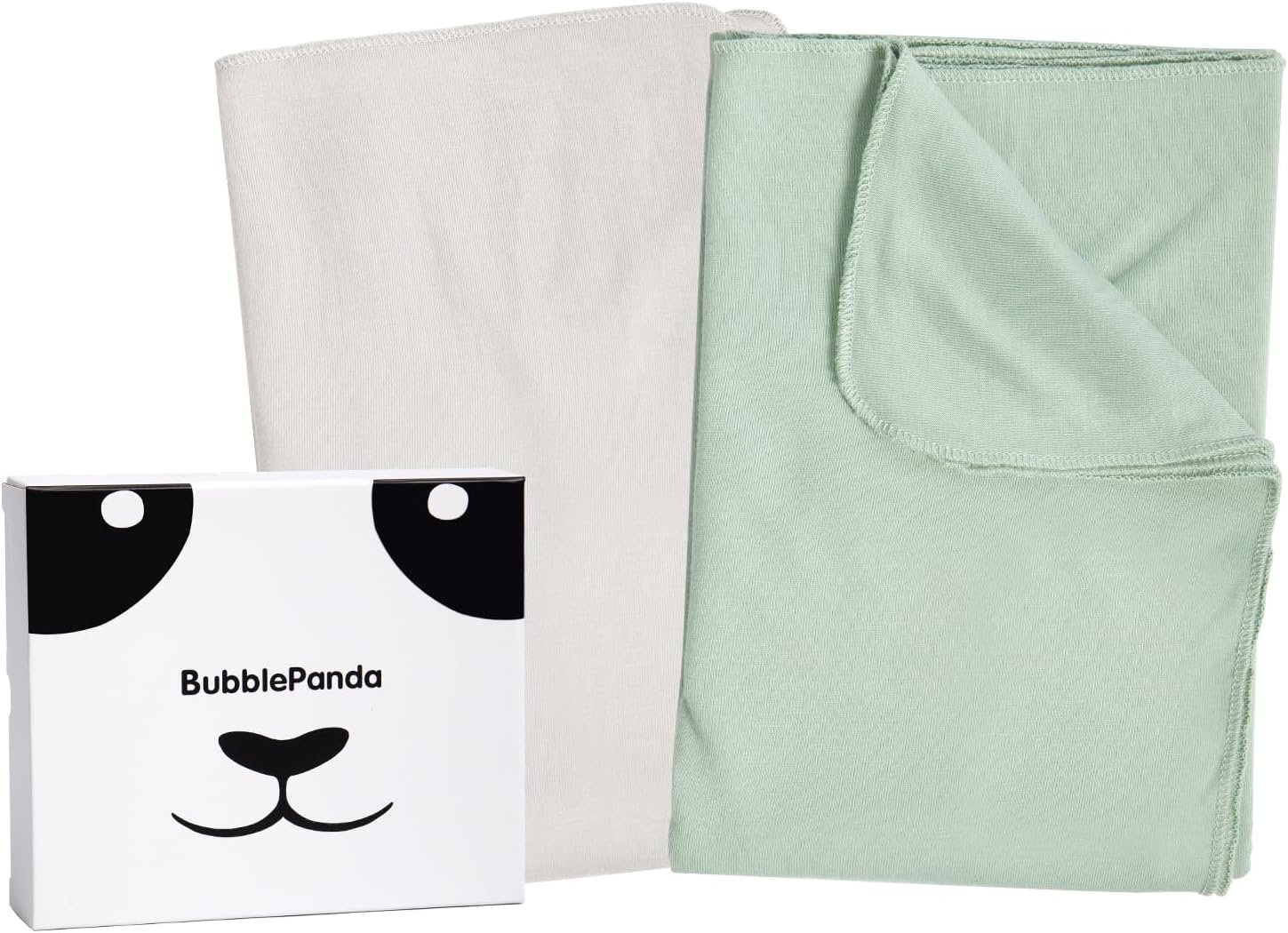 BubblePanda Rayon Made from Bamboo Baby Swaddle Blanket,2 Pack Soft & Breathable Receiving Blankets for Infant Newborn, Swaddle Wrap for Babies Girl and Boy, 47 x 47 Inch, (Sage & Oat)