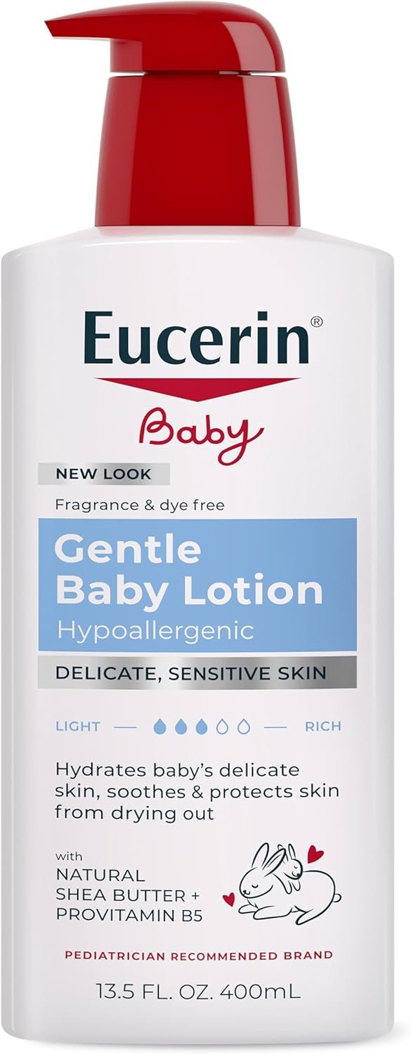 Eucerin Baby Body Lotion, Hypoallergenic and Fragrance Free Baby Lotion with Pro-Vitamin B5 and Shea Butter, 13.5 Fl Oz Bottle