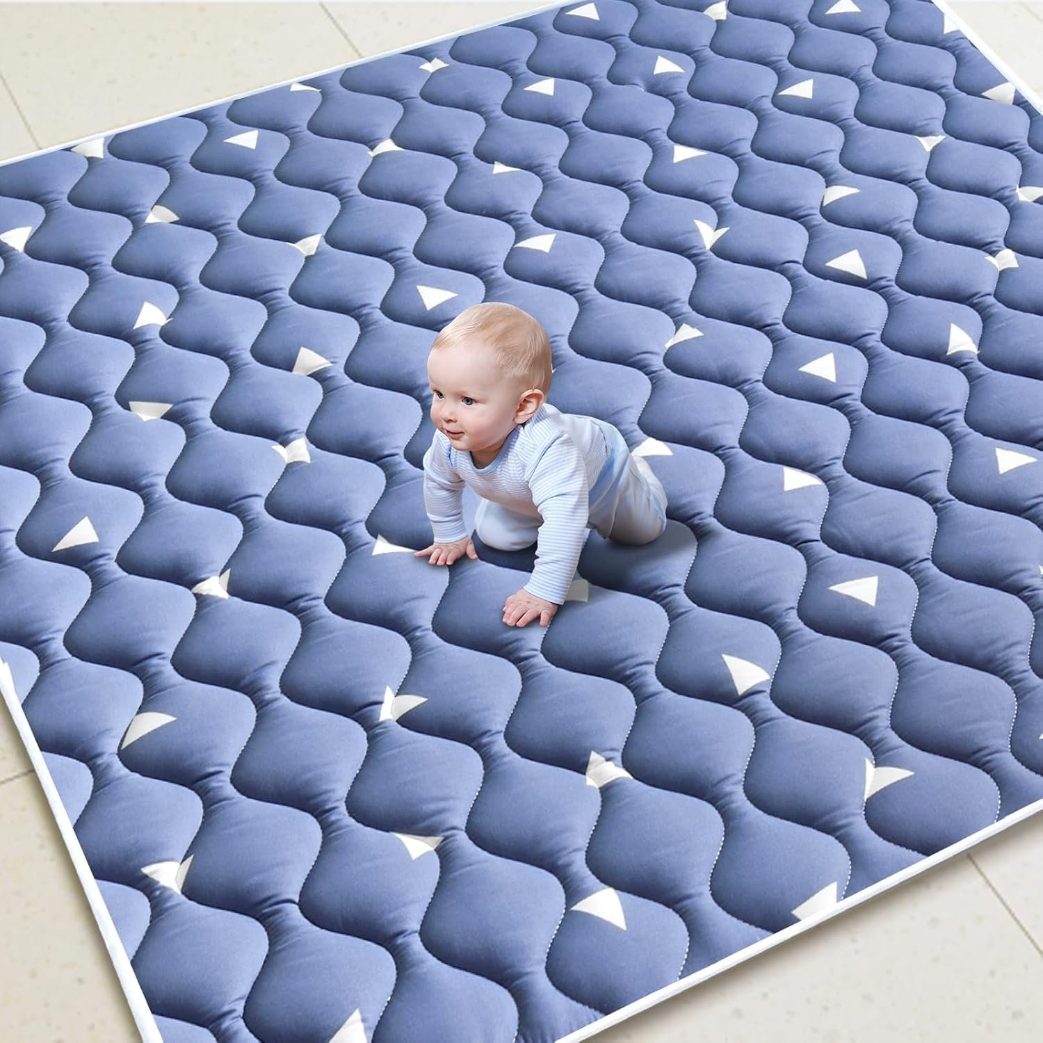 Premium Foam Baby Play Mat for Floor, 50×50 Playpen Mat, Thicken One-Piece Crawling Mat, Non-Slip Cushioned Baby Playmats for Infants, Babies, Toddlers, Play & Tummy Time