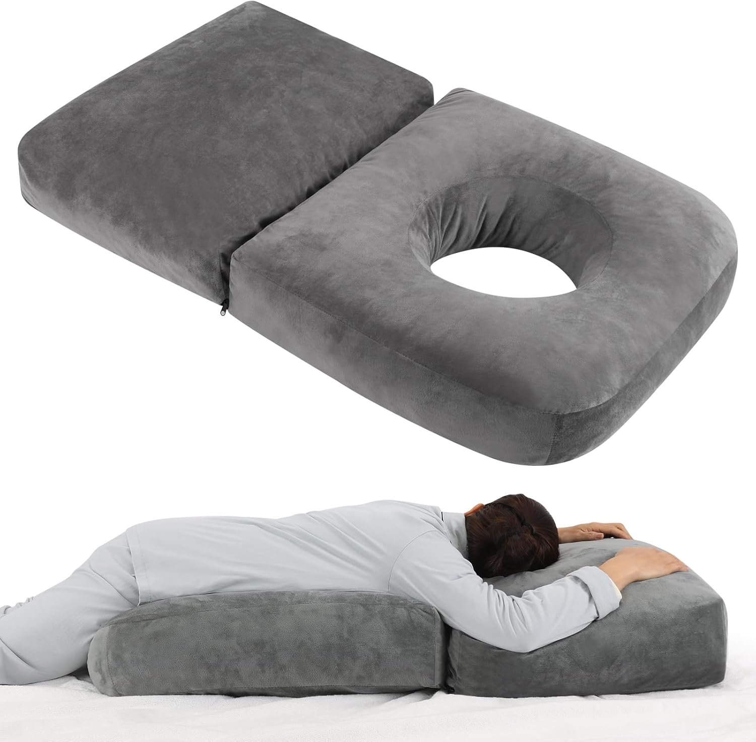 Pregnancy Pillows for Sleeping, 45.3 Inch Pregnancy Massage Pillow Full Body Pillow with Removable Cover – Support for Back, Legs, Belly, HIPS for Pregnant Women (Dark Grey)
